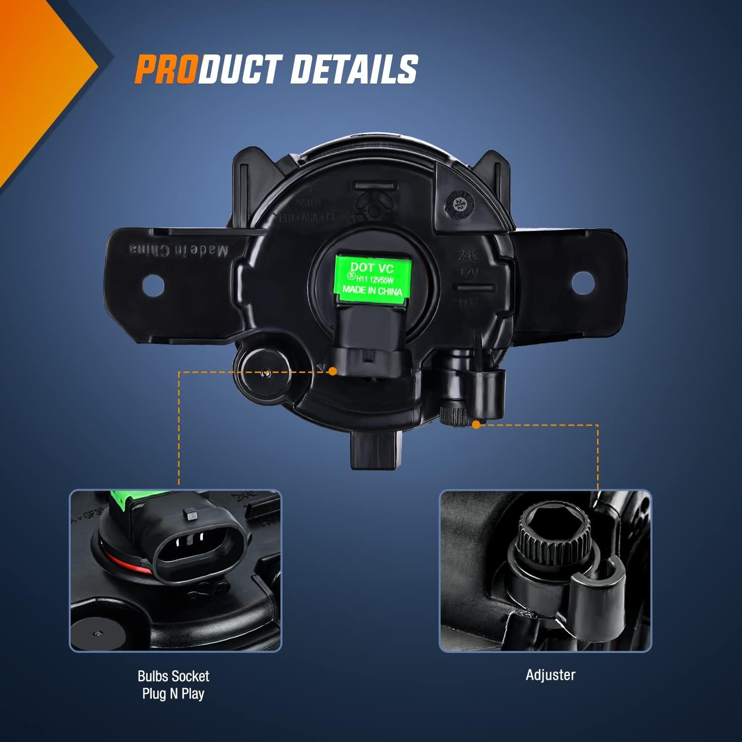 imageNilight Fog Light Compatible with 2007 2008 2009 2010 2011 2012 2013 2014 2015 2016 2017 2018 2019 Nissan Altima Versa Note Maxima Pathfinder Infiniti QX60 M35 M45 G37 JX35Black