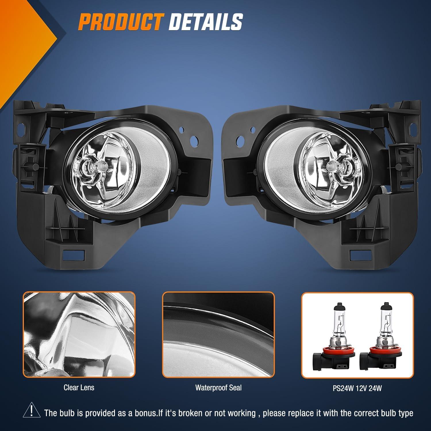 imageNilight Fog Light Compatible with 2007 2008 2009 2010 2011 2012 2013 2014 2015 2016 2017 2018 2019 Nissan Altima Versa Note Maxima Pathfinder Infiniti QX60 M35 M45 G37 JX3520092014 Nissan Maxima