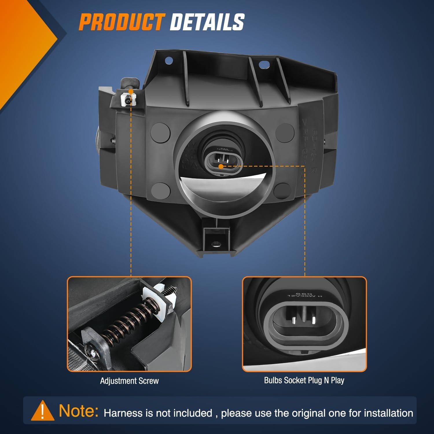 imageNilight Fog Lights Assembly Compatible with 1999 2000 2001 2002 2003 2004 Ford Mustang Lamp Replacement Driver and Passenger Side Amber Lens19992004 Ford Mustang Clear