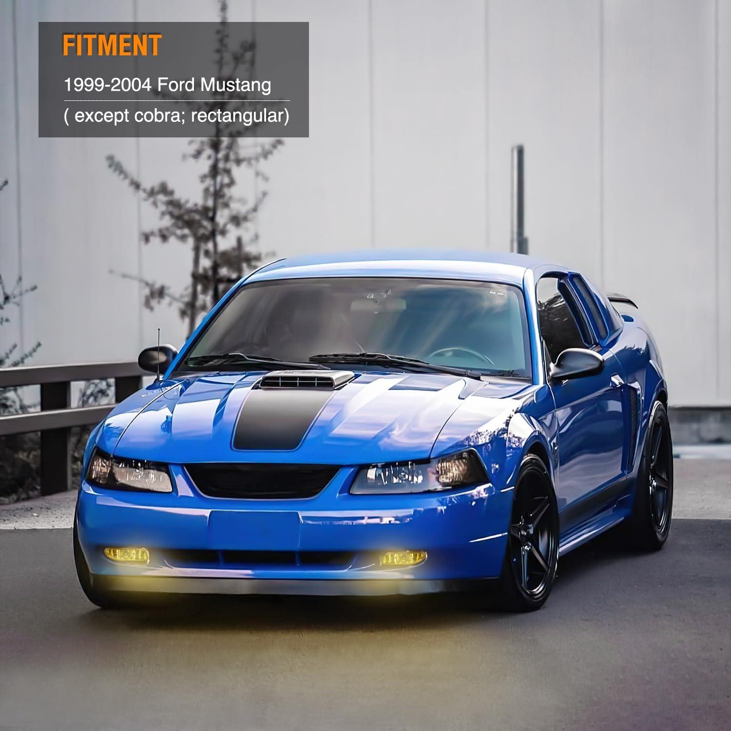 imageNilight Fog Lights Assembly Compatible with 1999 2000 2001 2002 2003 2004 Ford Mustang Lamp Replacement Driver and Passenger Side Amber Lens19992004 Ford Mustang Amber