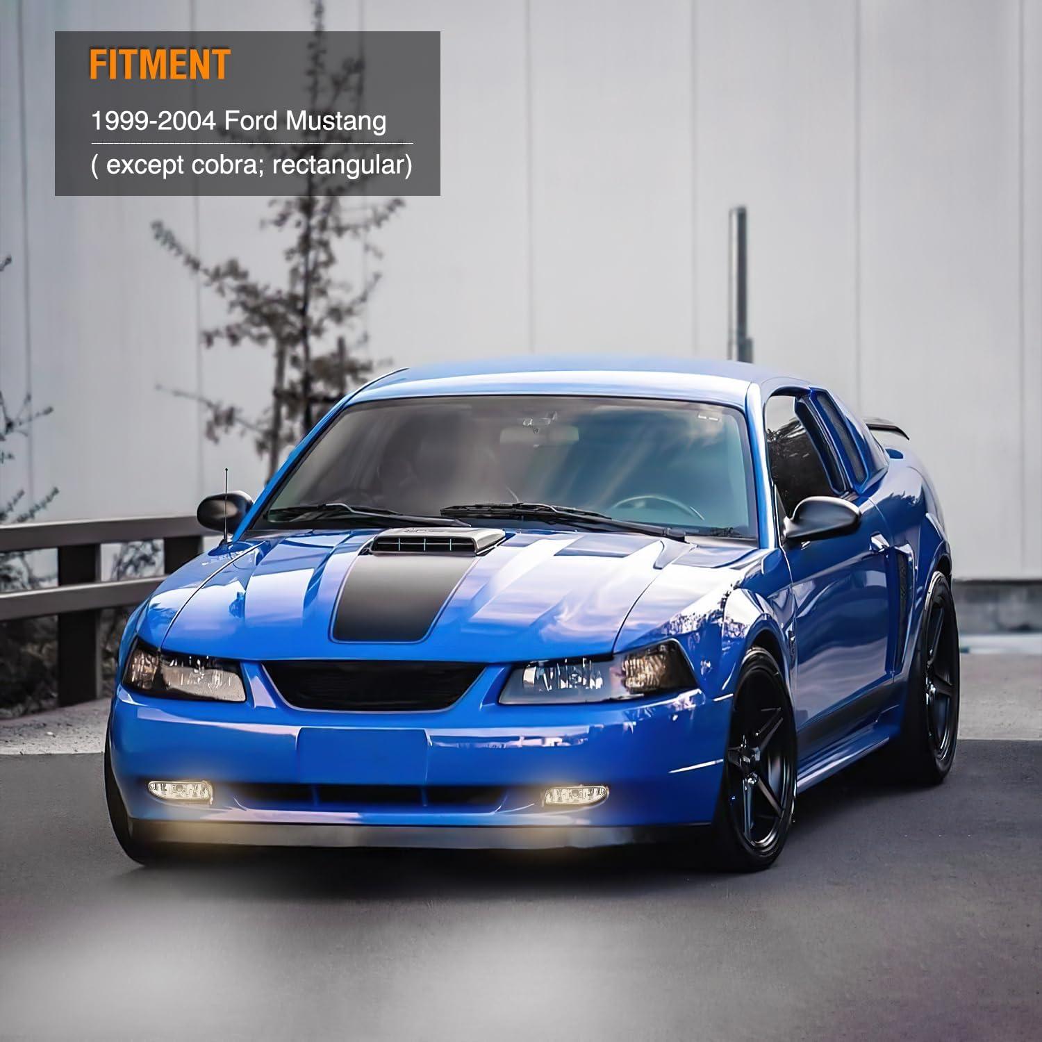 imageNilight Fog Lights Assembly Compatible with 1999 2000 2001 2002 2003 2004 Ford Mustang Lamp Replacement Driver and Passenger Side Amber Lens19992004 Ford Mustang Clear