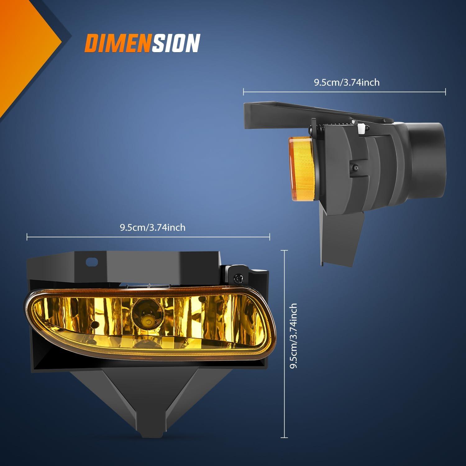 imageNilight Fog Lights Assembly Compatible with 1999 2000 2001 2002 2003 2004 Ford Mustang Lamp Replacement Driver and Passenger Side Amber Lens19992004 Ford Mustang Amber