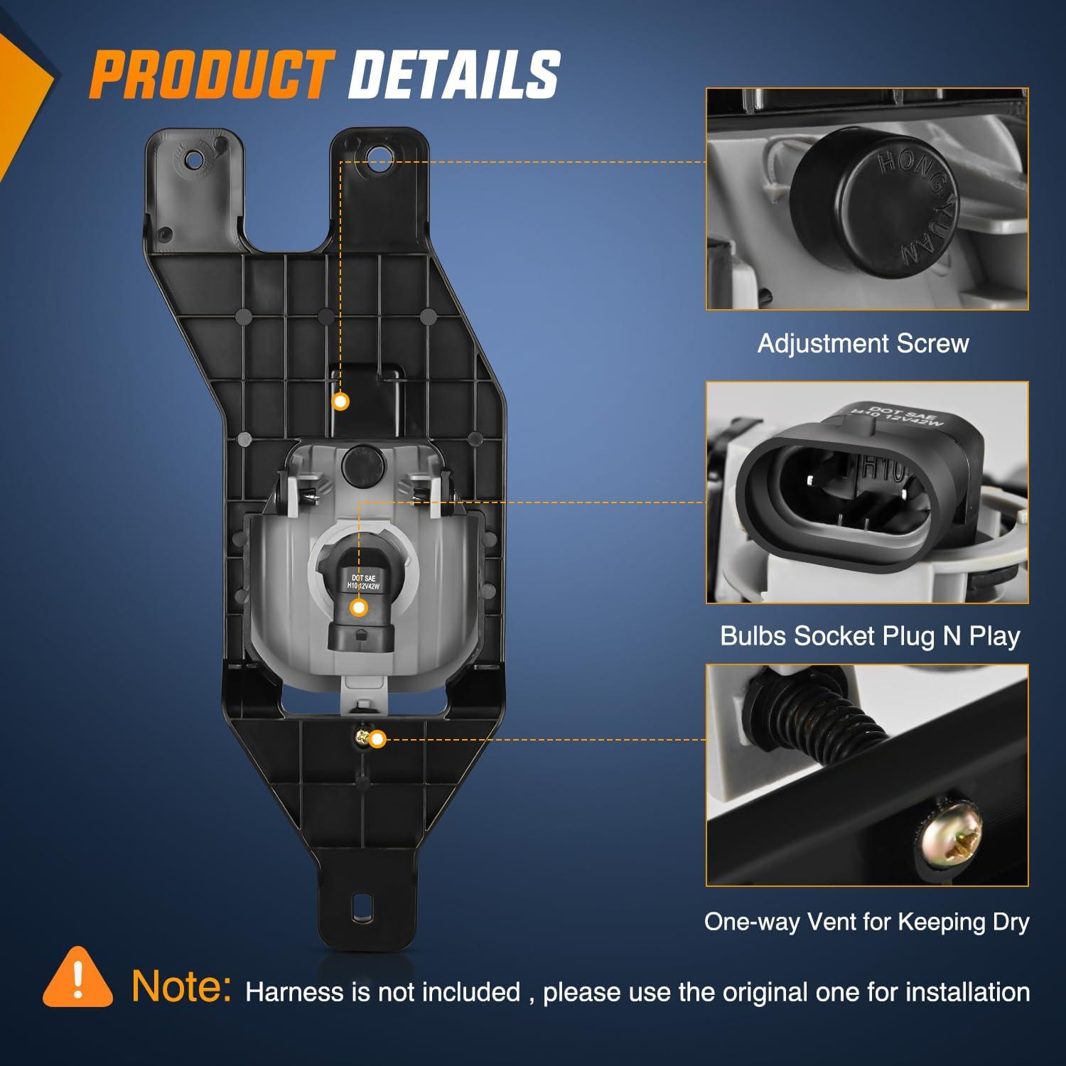 imageNilight Fog Lights Assembly Compatible with 1999 2000 2001 2002 2003 2004 Ford Mustang Lamp Replacement Driver and Passenger Side Amber Lens19992004 Ford F250F550