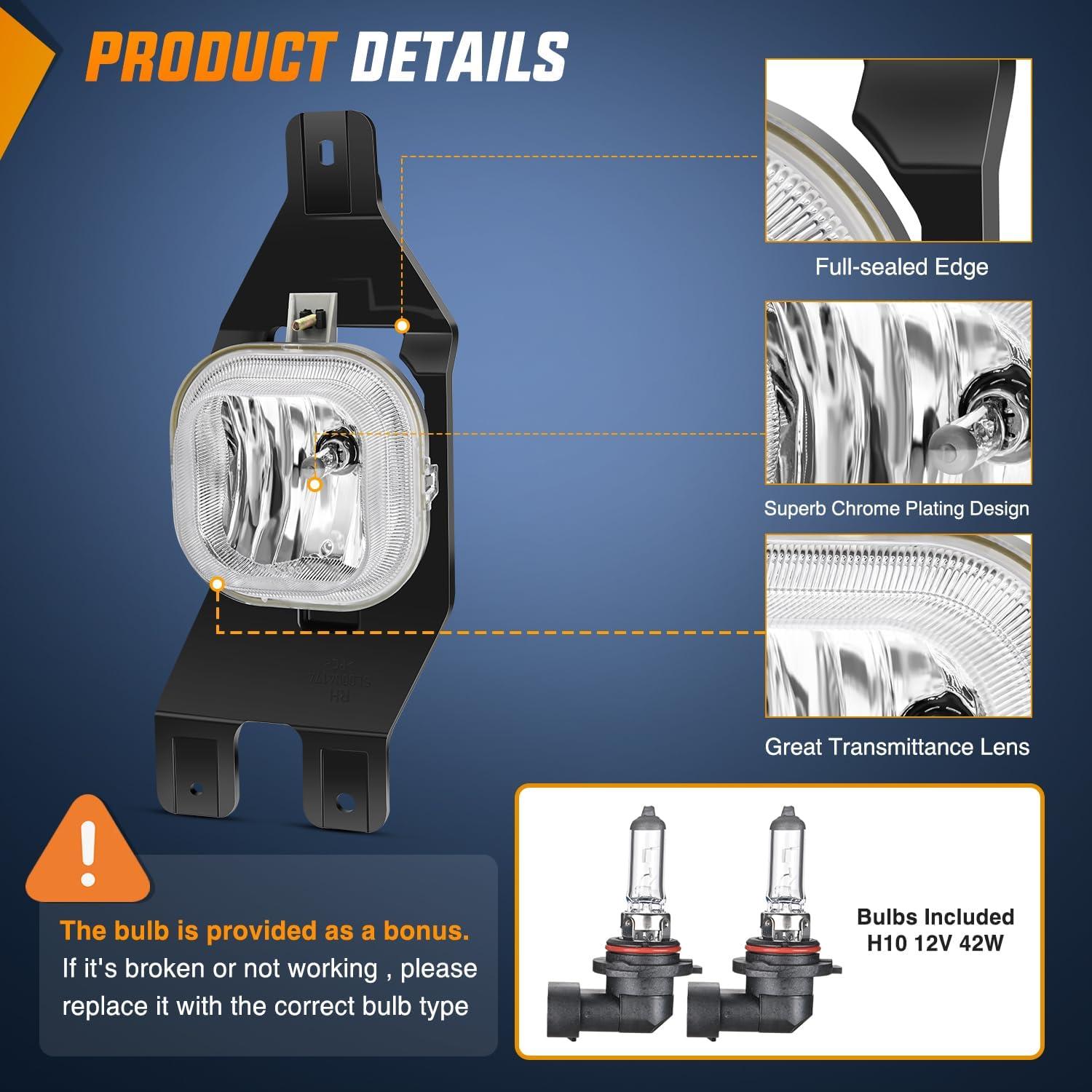 imageNilight Fog Lights Assembly Compatible with 1999 2000 2001 2002 2003 2004 Ford Mustang Lamp Replacement Driver and Passenger Side Amber Lens19992004 Ford F250F550