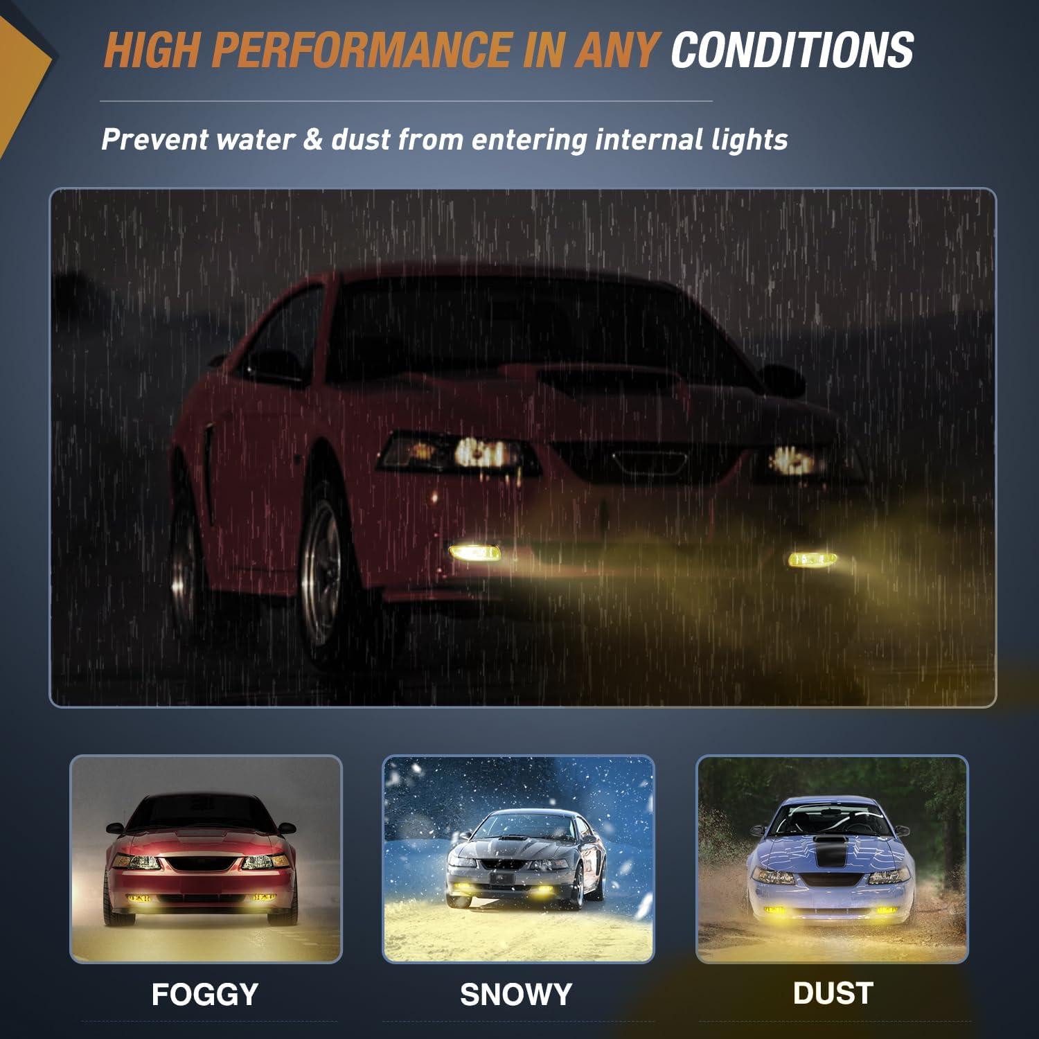 imageNilight Fog Lights Assembly Compatible with 1999 2000 2001 2002 2003 2004 Ford Mustang Lamp Replacement Driver and Passenger Side Amber Lens19992004 Ford Mustang Amber