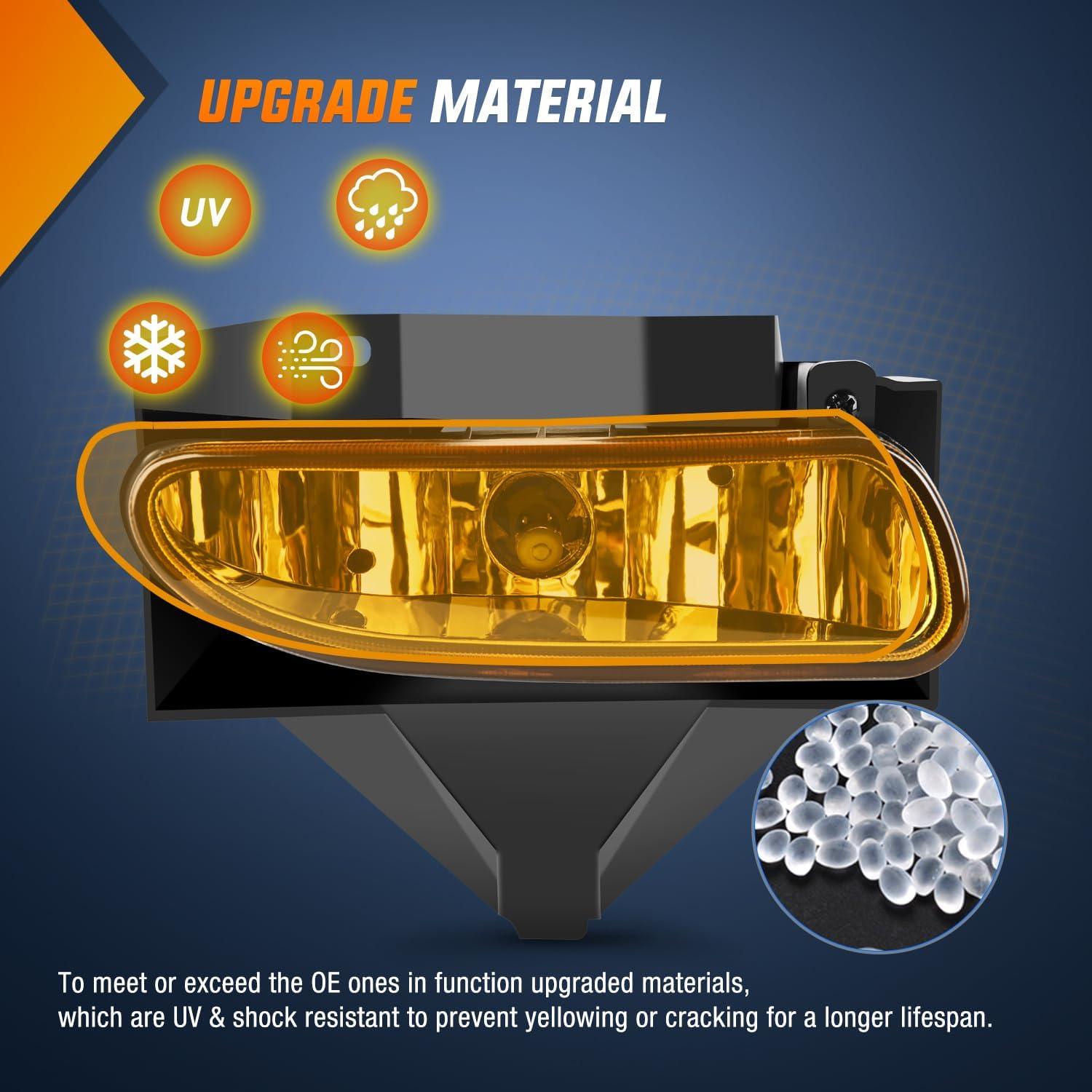 imageNilight Fog Lights Assembly Compatible with 1999 2000 2001 2002 2003 2004 Ford Mustang Lamp Replacement Driver and Passenger Side Amber Lens19992004 Ford Mustang Amber