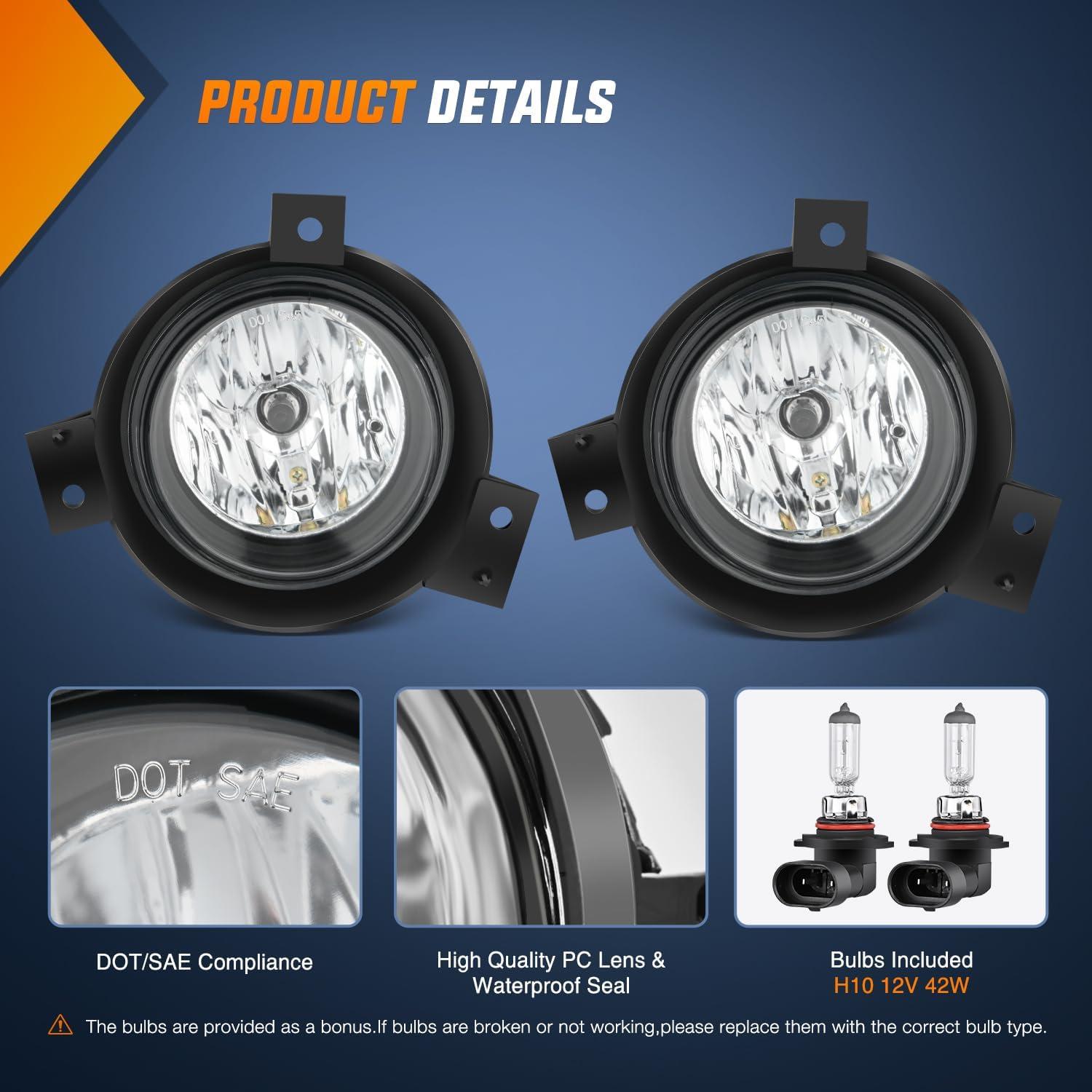 imageNilight Fog Lights Assembly Compatible with 1999 2000 2001 2002 2003 2004 Ford Mustang Lamp Replacement Driver and Passenger Side Amber Lens20012003 Ford Ranger
