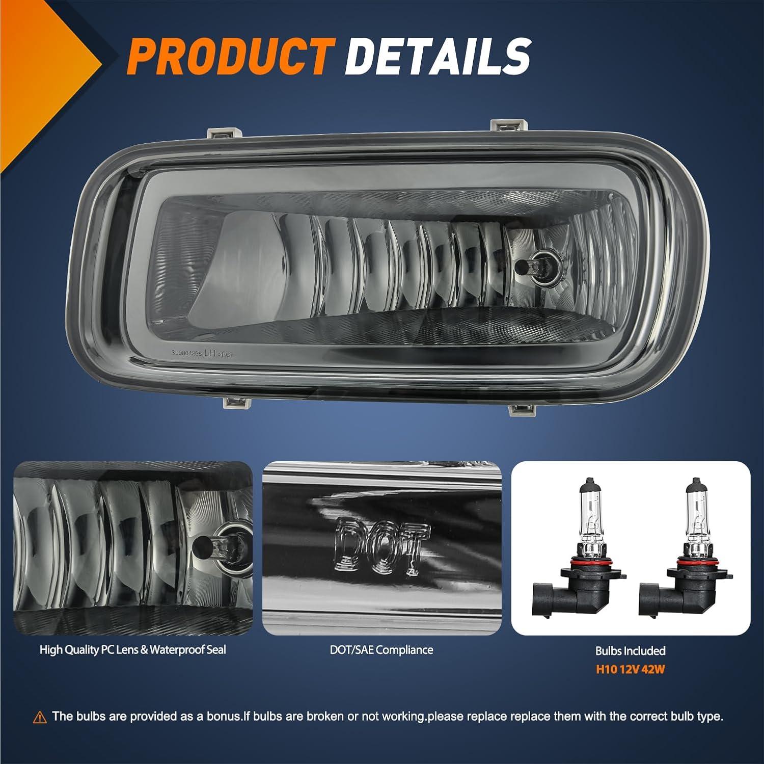 imageNilight Fog Lights Assembly Compatible with 1999 2000 2001 2002 2003 2004 Ford Mustang Lamp Replacement Driver and Passenger Side Amber Lens20042006 F150 Smoke