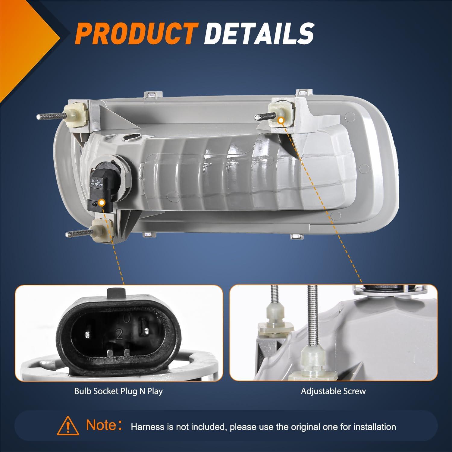 imageNilight Fog Lights Assembly Compatible with 1999 2000 2001 2002 2003 2004 Ford Mustang Lamp Replacement Driver and Passenger Side Amber Lens20042006 F150 Smoke