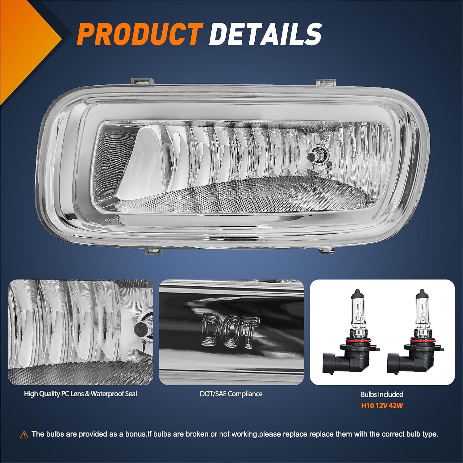 imageNilight Fog Lights Assembly Compatible with 1999 2000 2001 2002 2003 2004 Ford Mustang Lamp Replacement Driver and Passenger Side Amber Lens20042006 F150 Clear