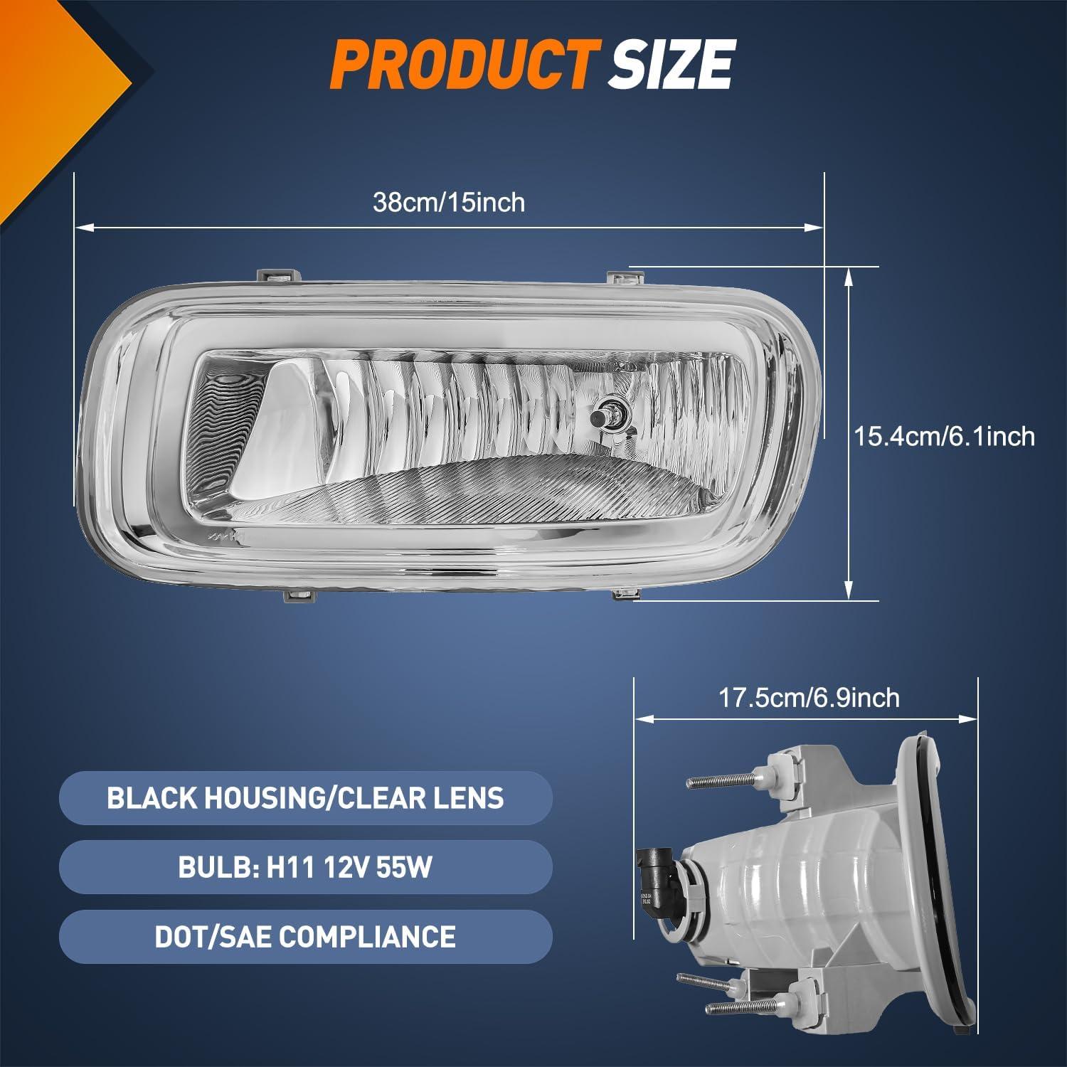 imageNilight Fog Lights Assembly Compatible with 1999 2000 2001 2002 2003 2004 Ford Mustang Lamp Replacement Driver and Passenger Side Amber Lens20042006 F150 Clear