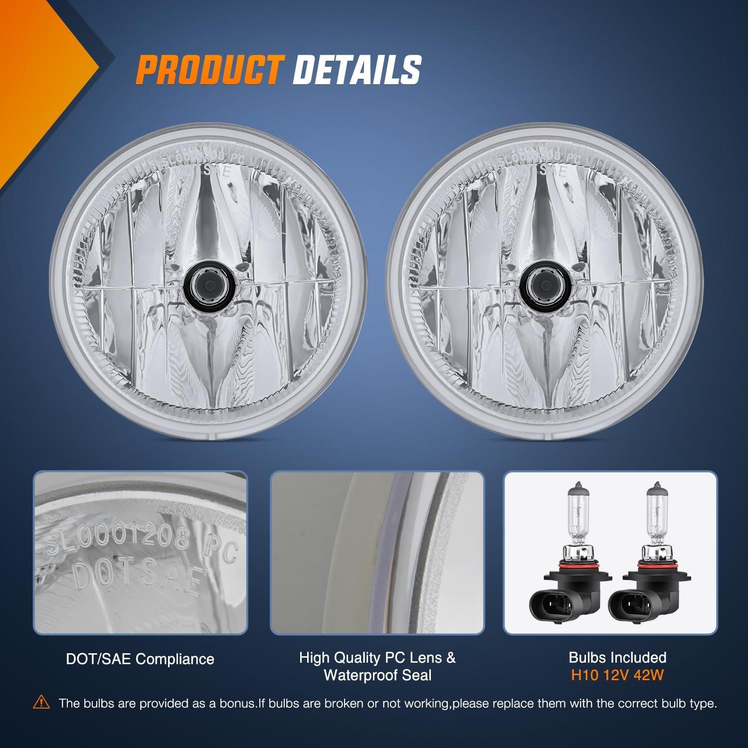imageNilight Fog Lights Assembly Compatible with 1999 2000 2001 2002 2003 2004 Ford Mustang Lamp Replacement Driver and Passenger Side Amber Lens20072014 Expedition20082011 Ranger