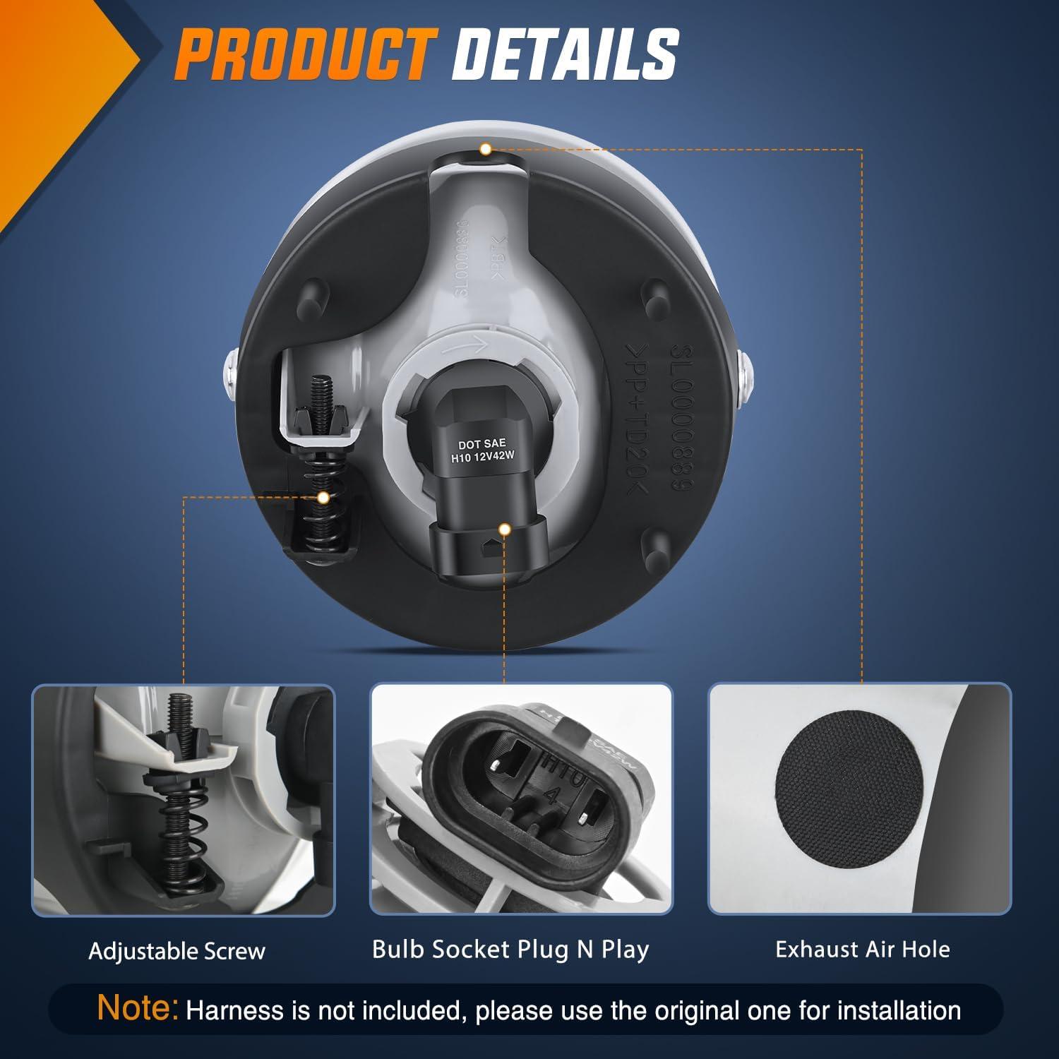 imageNilight Fog Lights Assembly Compatible with 1999 2000 2001 2002 2003 2004 Ford Mustang Lamp Replacement Driver and Passenger Side Amber Lens20072014 Expedition20082011 Ranger