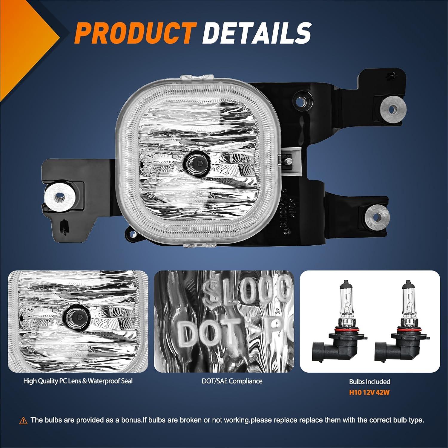 imageNilight Fog Lights Assembly Compatible with 1999 2000 2001 2002 2003 2004 Ford Mustang Lamp Replacement Driver and Passenger Side Amber Lens20082010 F250F550