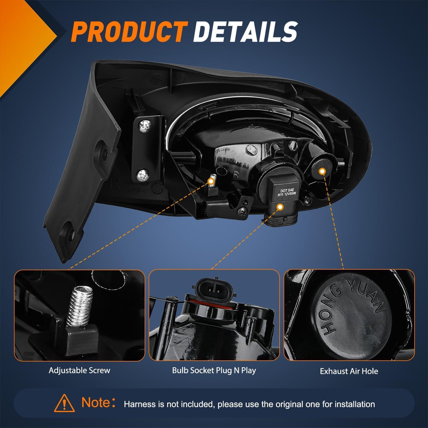 imageNilight Fog Lights Assembly Compatible with 2007 2008 2009 Honda CRV EX EXL LX Light Replacement Clear Lens Driver and Passenger Side20022004 Acura RSX Amber