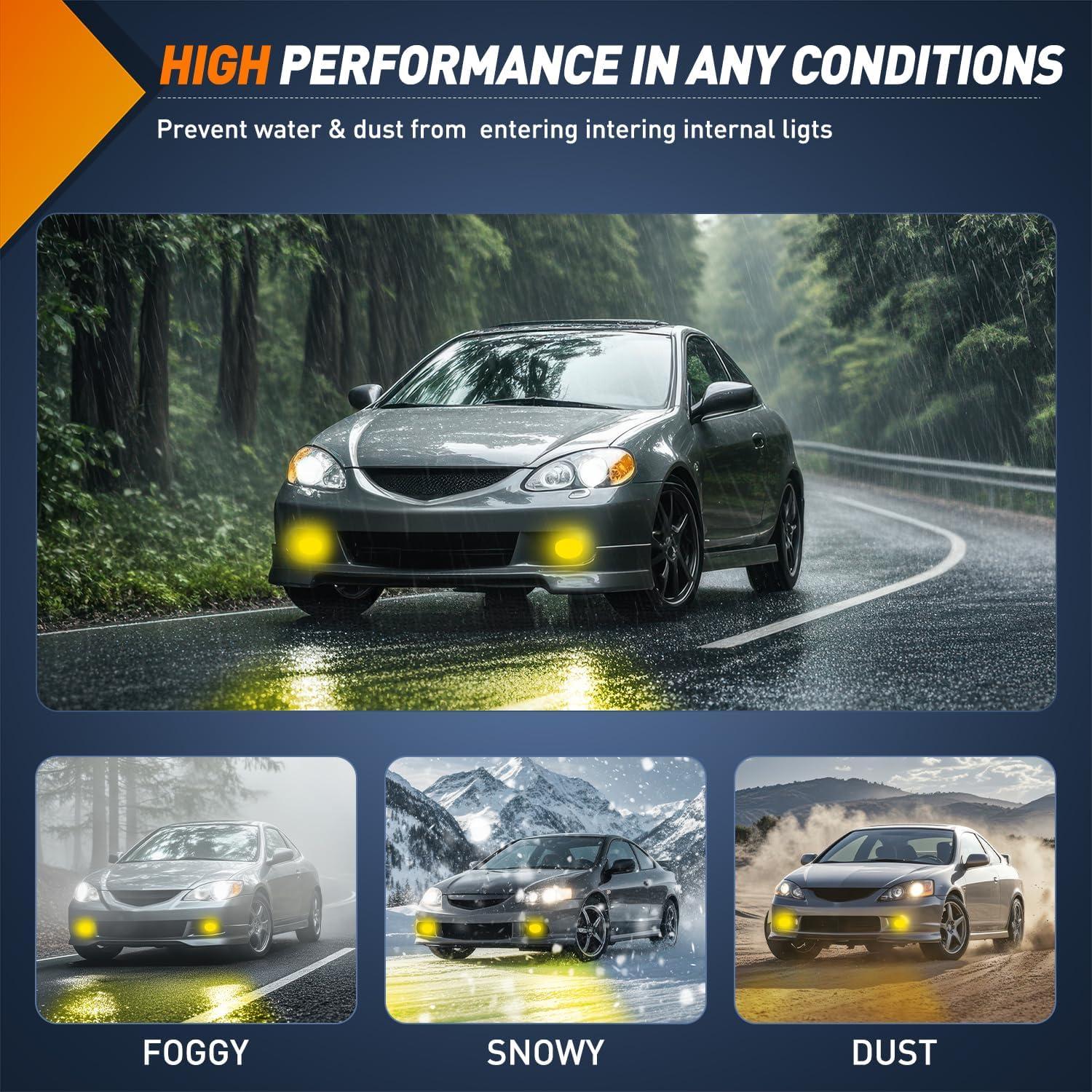 imageNilight Fog Lights Assembly Compatible with 2007 2008 2009 Honda CRV EX EXL LX Light Replacement Clear Lens Driver and Passenger Side20022004 Acura RSX Amber