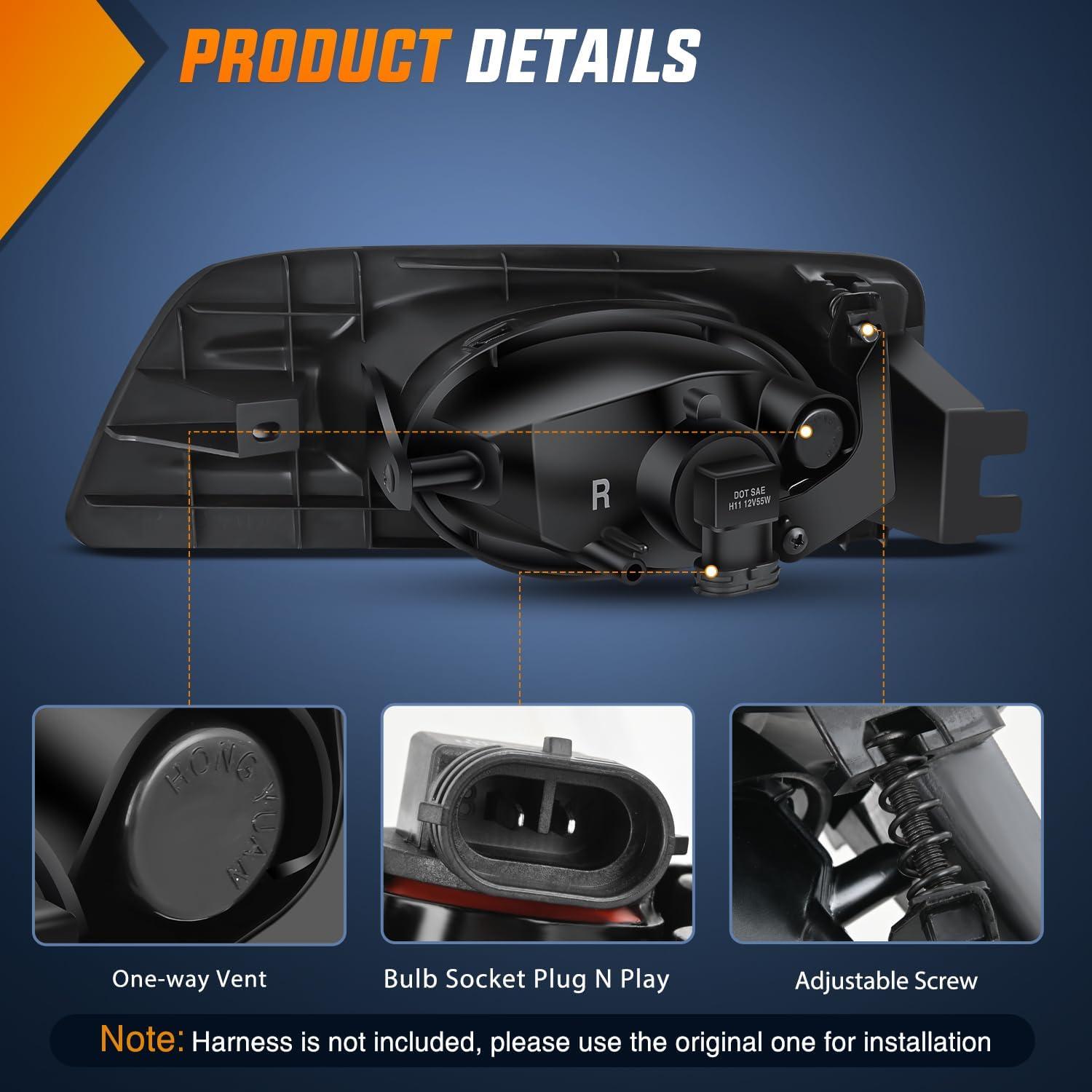 imageNilight Fog Lights Assembly Compatible with 2007 2008 2009 Honda CRV EX EXL LX Light Replacement Clear Lens Driver and Passenger Side20062007 Honda Accord