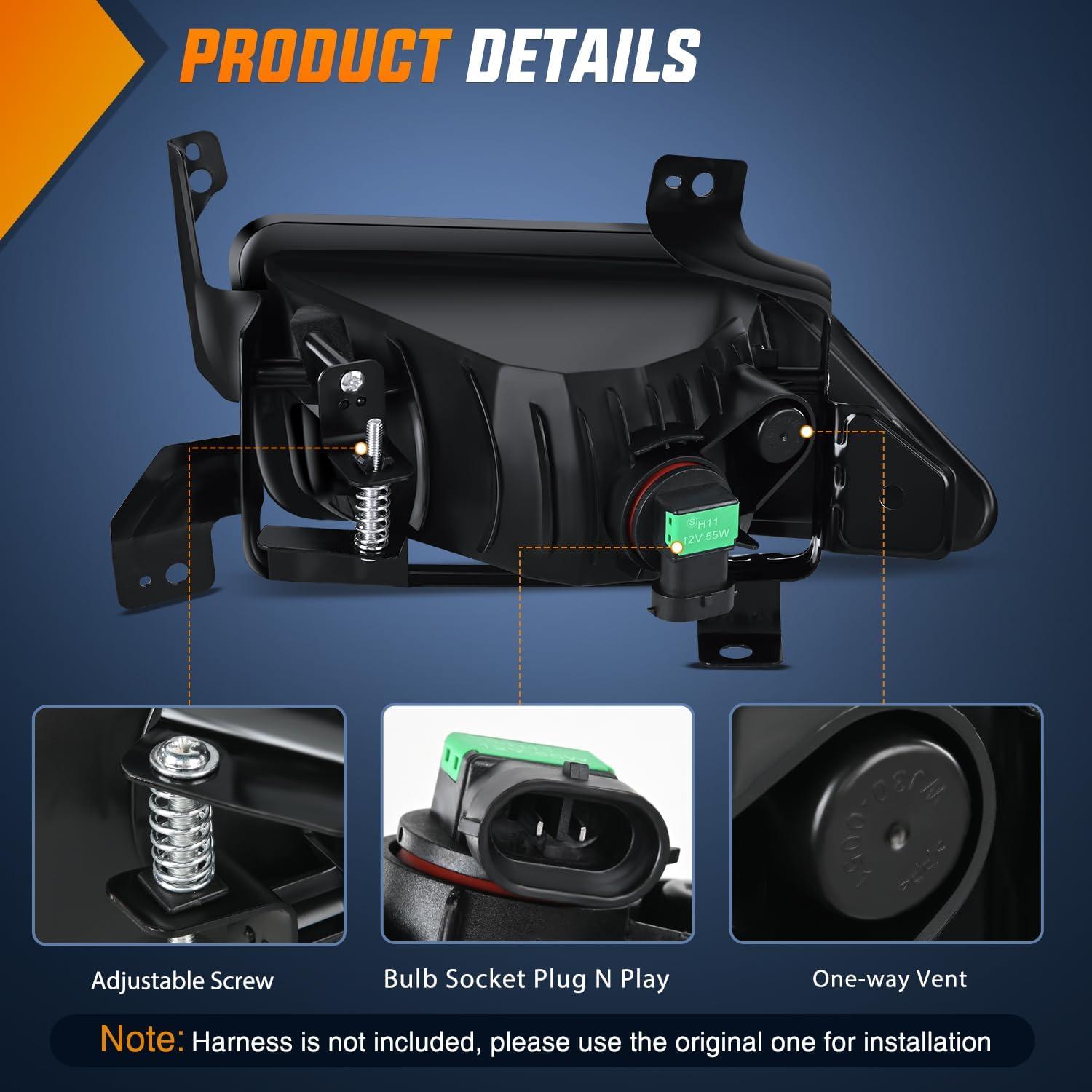 imageNilight Fog Lights Assembly Compatible with 2007 2008 2009 Honda CRV EX EXL LX Light Replacement Clear Lens Driver and Passenger Side20062008 Honda Pilot