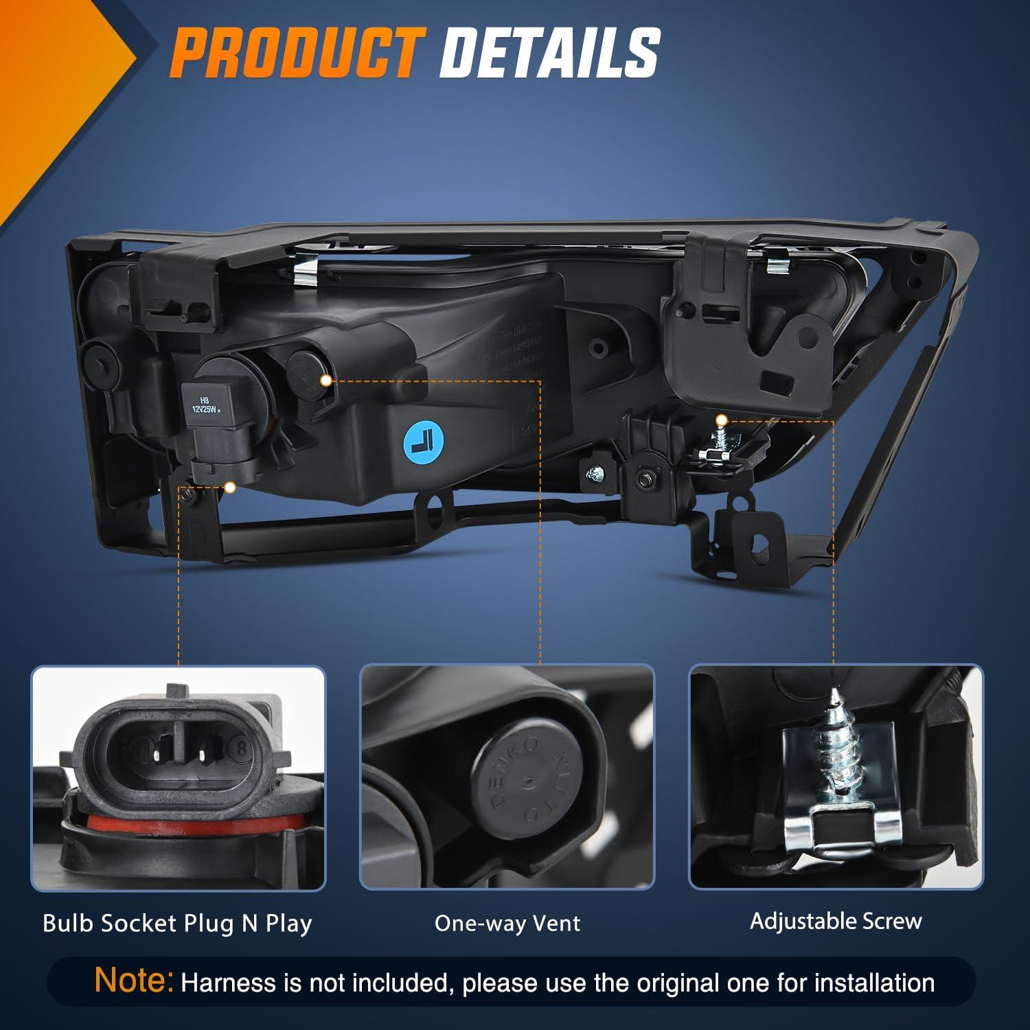 imageNilight Fog Lights Assembly Compatible with 2007 2008 2009 Honda CRV EX EXL LX Light Replacement Clear Lens Driver and Passenger Side20132015 Honda Accord