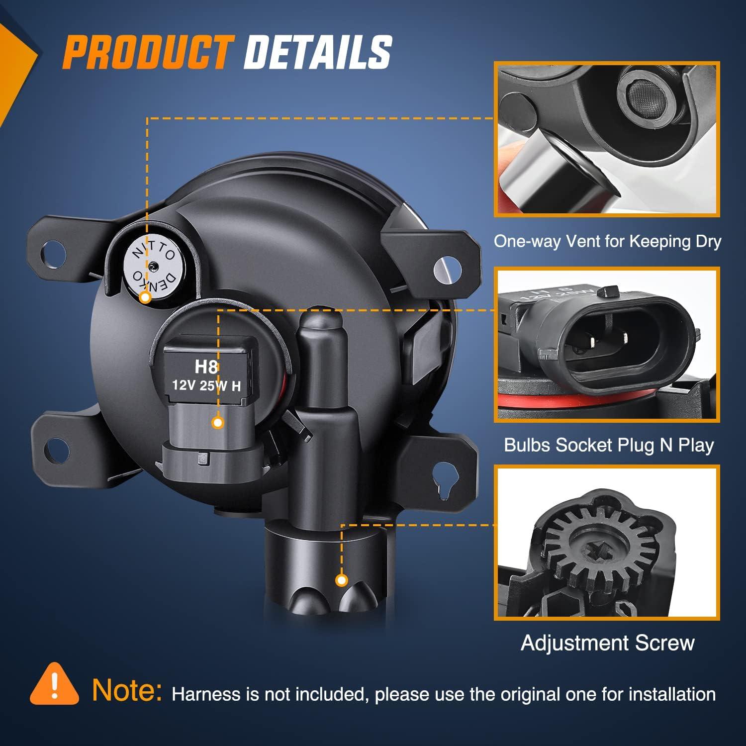 imageNilight Fog Lights Assembly Compatible with 2013 2014 2015 2016 2017 2018 2019 2020 Honda City CRV CRZ Civic Crosstour Ram Promaster Jeep Cherokee Compass Acura TSX ILX RDX Chrysler20132021 Honda Civic20152020 Honda Fit