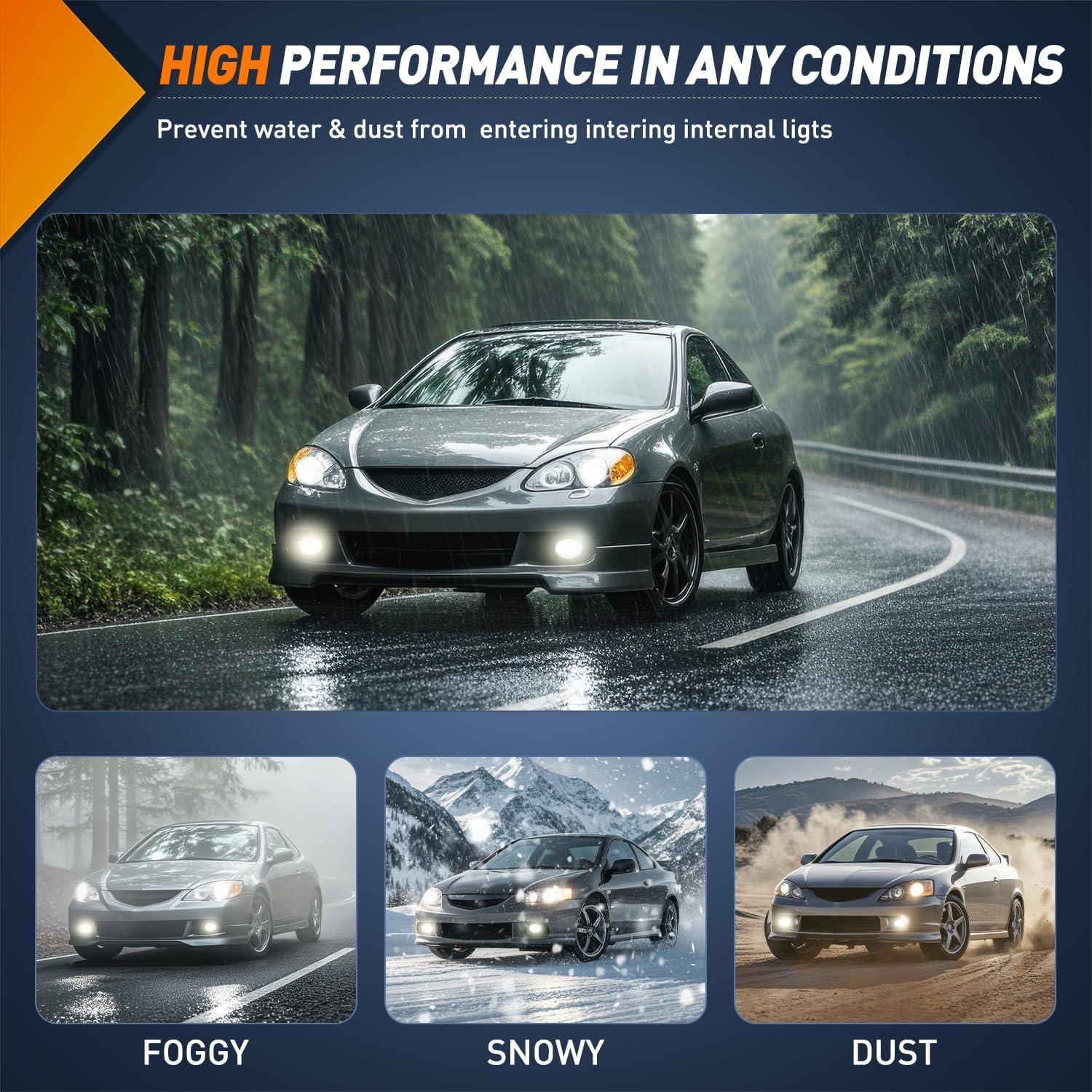 imageNilight Fog Lights Assembly Compatible with 2013 2014 2015 2016 2017 2018 2019 2020 Honda City CRV CRZ Civic Crosstour Ram Promaster Jeep Cherokee Compass Acura TSX ILX RDX Chrysler20022004 Acura RSX Clear