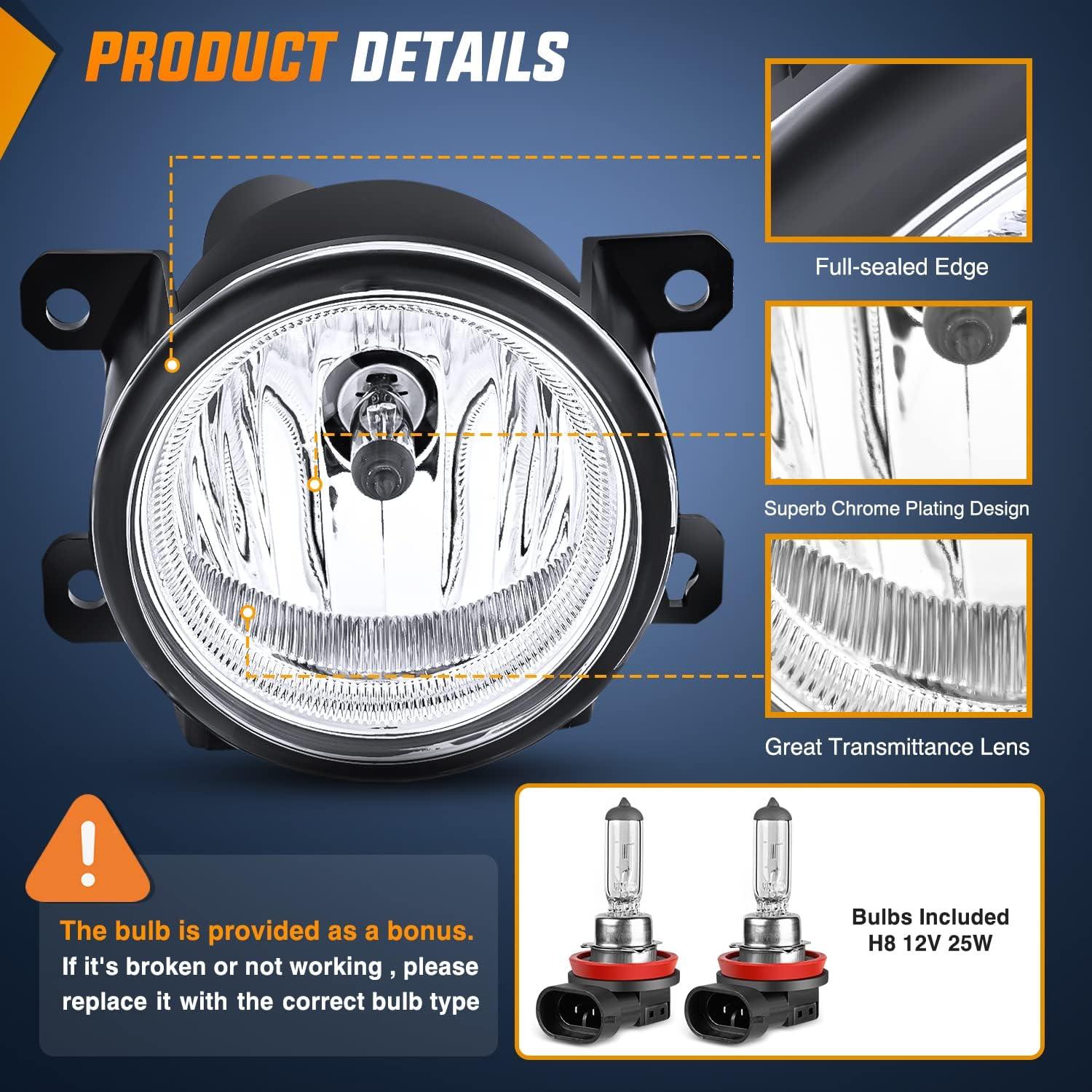 imageNilight Fog Lights Assembly Compatible with 2013 2014 2015 2016 2017 2018 2019 2020 Honda City CRV CRZ Civic Crosstour Ram Promaster Jeep Cherokee Compass Acura TSX ILX RDX Chrysler20132021 Honda Civic20152020 Honda Fit