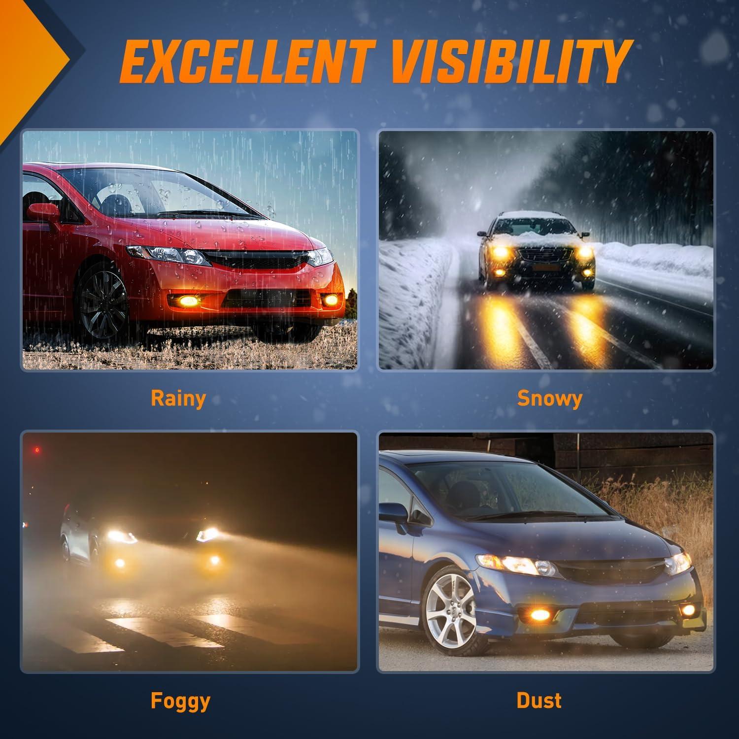 imageNilight Fog Lights Assembly Compatible with 2013 2014 2015 2016 2017 2018 2019 2020 Honda City CRV CRZ Civic Crosstour Ram Promaster Jeep Cherokee Compass Acura TSX ILX RDX Chrysler20092011 Honda Civic Amber