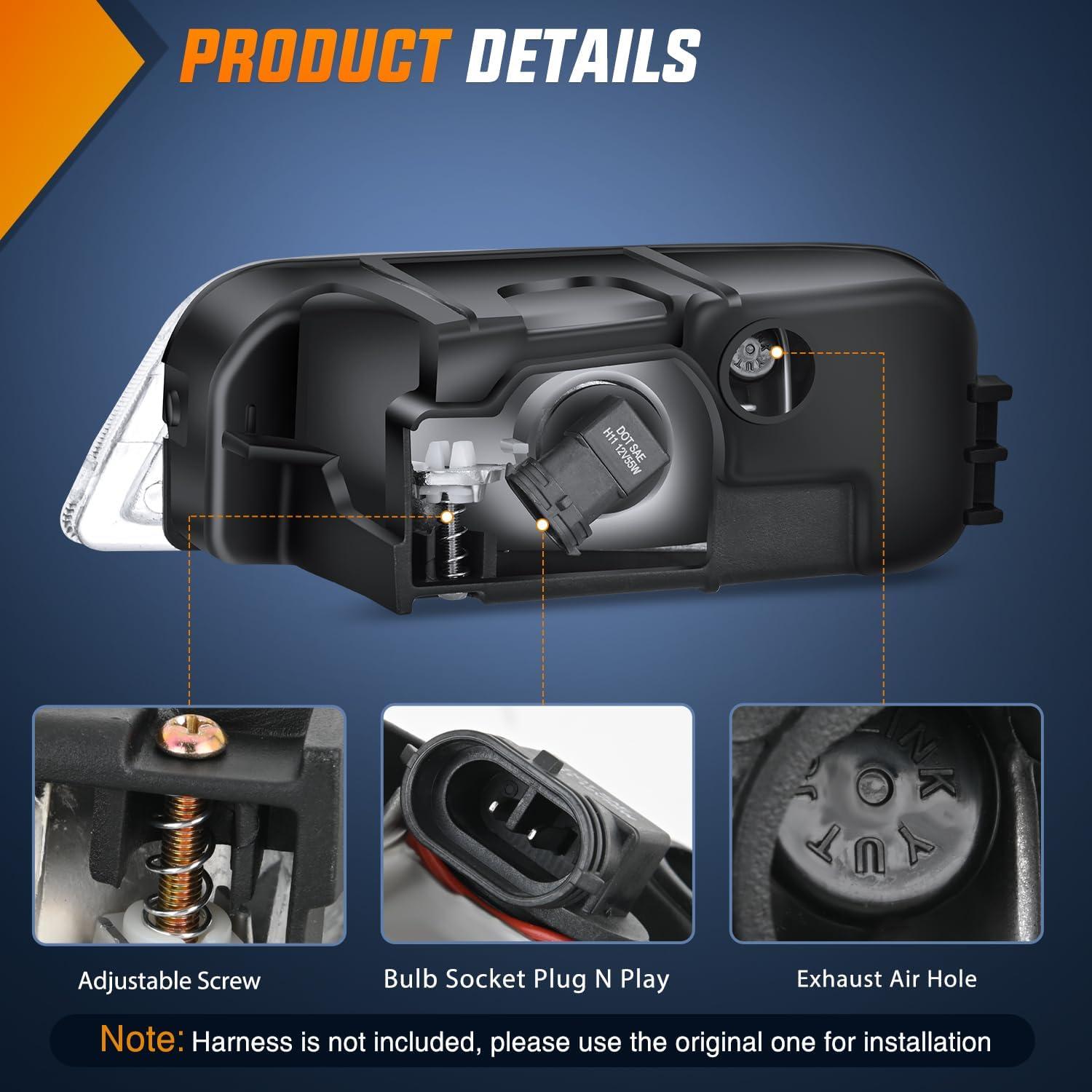 imageNilight Fog Lights Assembly Compatible with 2013 2014 2015 2016 2017 2018 2019 2020 Honda City CRV CRZ Civic Crosstour Ram Promaster Jeep Cherokee Compass Acura TSX ILX RDX Chrysler20032007 honda accord20042008 acura