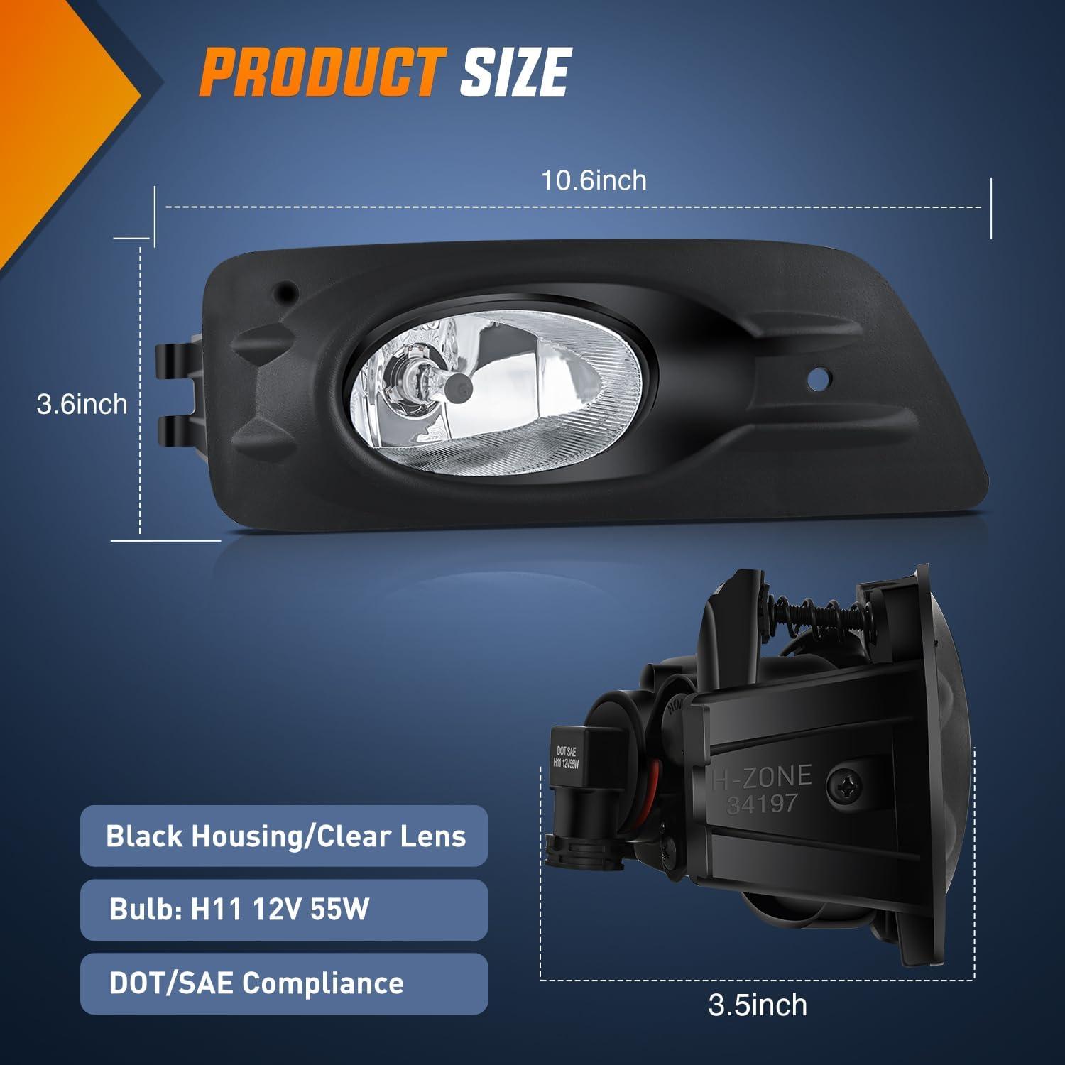 imageNilight Fog Lights Assembly Compatible with 2013 2014 2015 2016 2017 2018 2019 2020 Honda City CRV CRZ Civic Crosstour Ram Promaster Jeep Cherokee Compass Acura TSX ILX RDX Chrysler20062007 Honda Accord