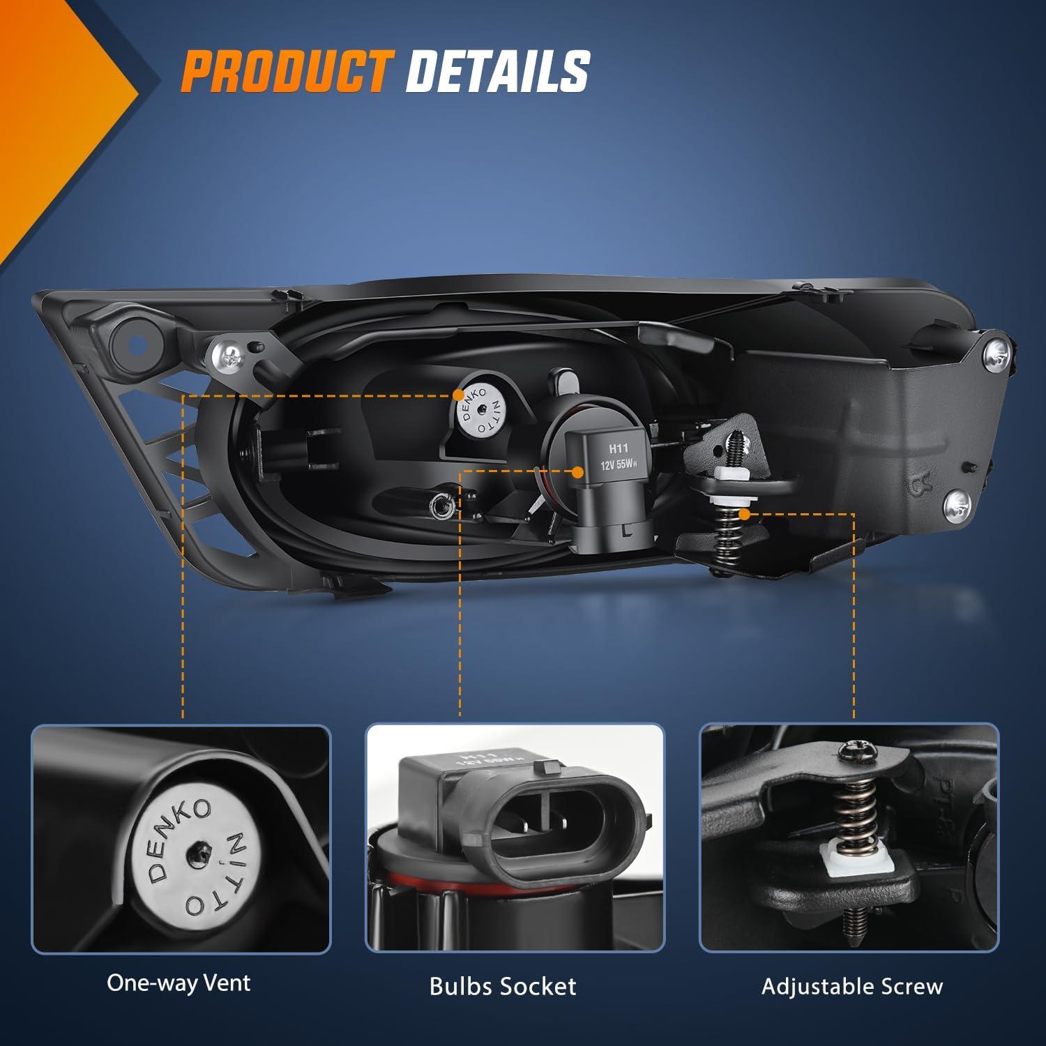 imageNilight Fog Lights Assembly Compatible with 2013 2014 2015 2016 2017 2018 2019 2020 Honda City CRV CRZ Civic Crosstour Ram Promaster Jeep Cherokee Compass Acura TSX ILX RDX Chrysler20092011 Honda Civic Amber