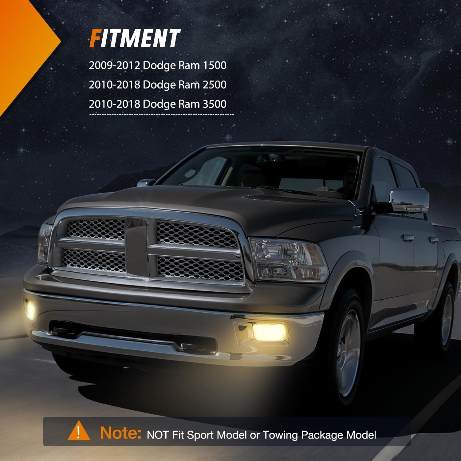 imageNilight Fog Lights Assembly Compatible with 2013 2014 2015 2016 2017 2018 Dodge Ram 1500 20192021 RAM 1500 Classic Not Fit for Rebel Model Fog Light Replacement Clear Lens 2 Years WarrantyDodge Ram 20092018