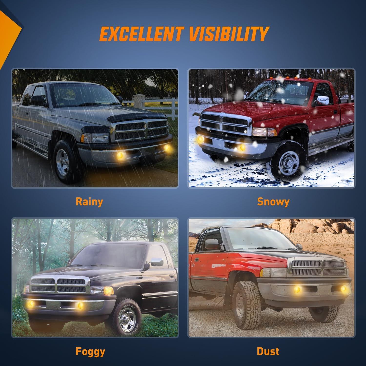 imageNilight Fog Lights Assembly Compatible with 2013 2014 2015 2016 2017 2018 Dodge Ram 1500 20192021 RAM 1500 Classic Not Fit for Rebel Model Fog Light Replacement Clear Lens 2 Years WarrantyDodge Ram 19942002 Amber