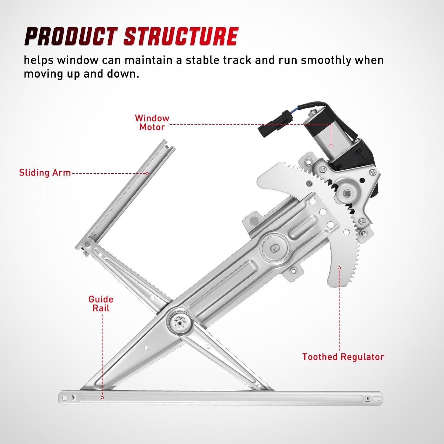 imageNilight Front Driver Window Regulator with Motor Compatible with Chevy ColoradoGMC Canyon 2004 2005 2006 2007 2008 2009 2010 2011 2012 Power Window Lift Motor Assembly OE Replacement 741014