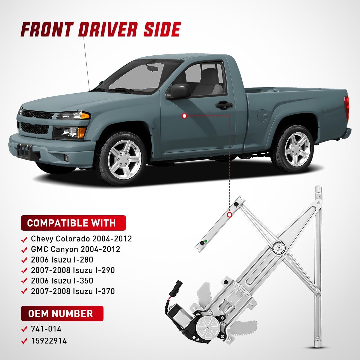 imageNilight Front Driver Window Regulator with Motor Compatible with Chevy ColoradoGMC Canyon 2004 2005 2006 2007 2008 2009 2010 2011 2012 Power Window Lift Motor Assembly OE Replacement 741014