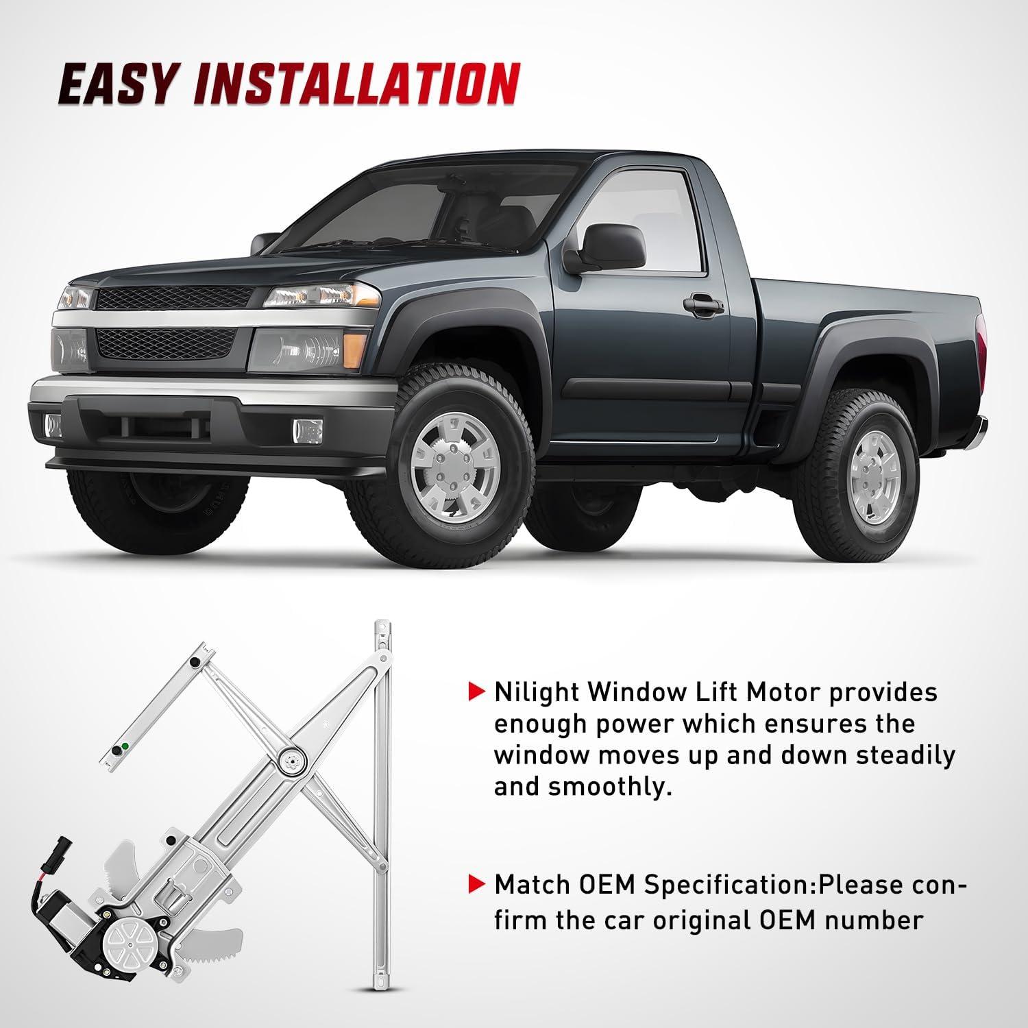 imageNilight Front Driver Window Regulator with Motor Compatible with Chevy ColoradoGMC Canyon 2004 2005 2006 2007 2008 2009 2010 2011 2012 Power Window Lift Motor Assembly OE Replacement 741014