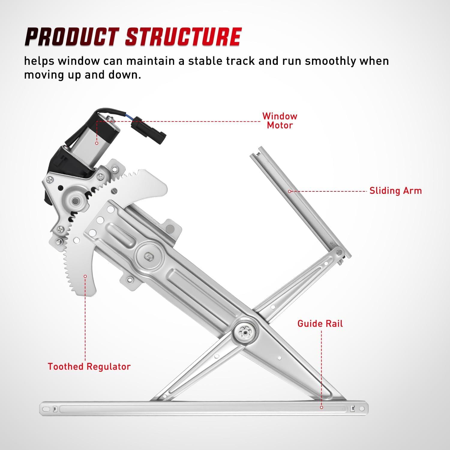 imageNilight Front Passenger Window Regulator with Motor Compatible with Chevy ColoradoGMC Canyon 2004 2005 2006 2007 2008 2009 2010 2011 2012 Power Window Lift Motor Assembly 741015