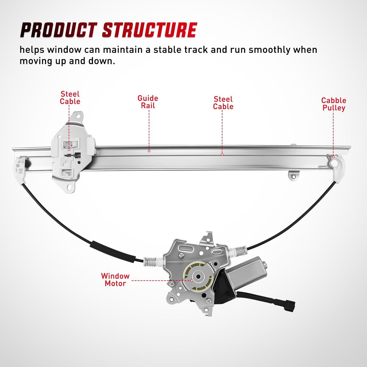 imageNilight Front Passenger Window Regulator with Motor Compatible with Nissan Frontier 2005 2006 2007 2008 2009 2010 2011 2012 2013 2014 2015 Power Window Lift Motor Assembly 741349