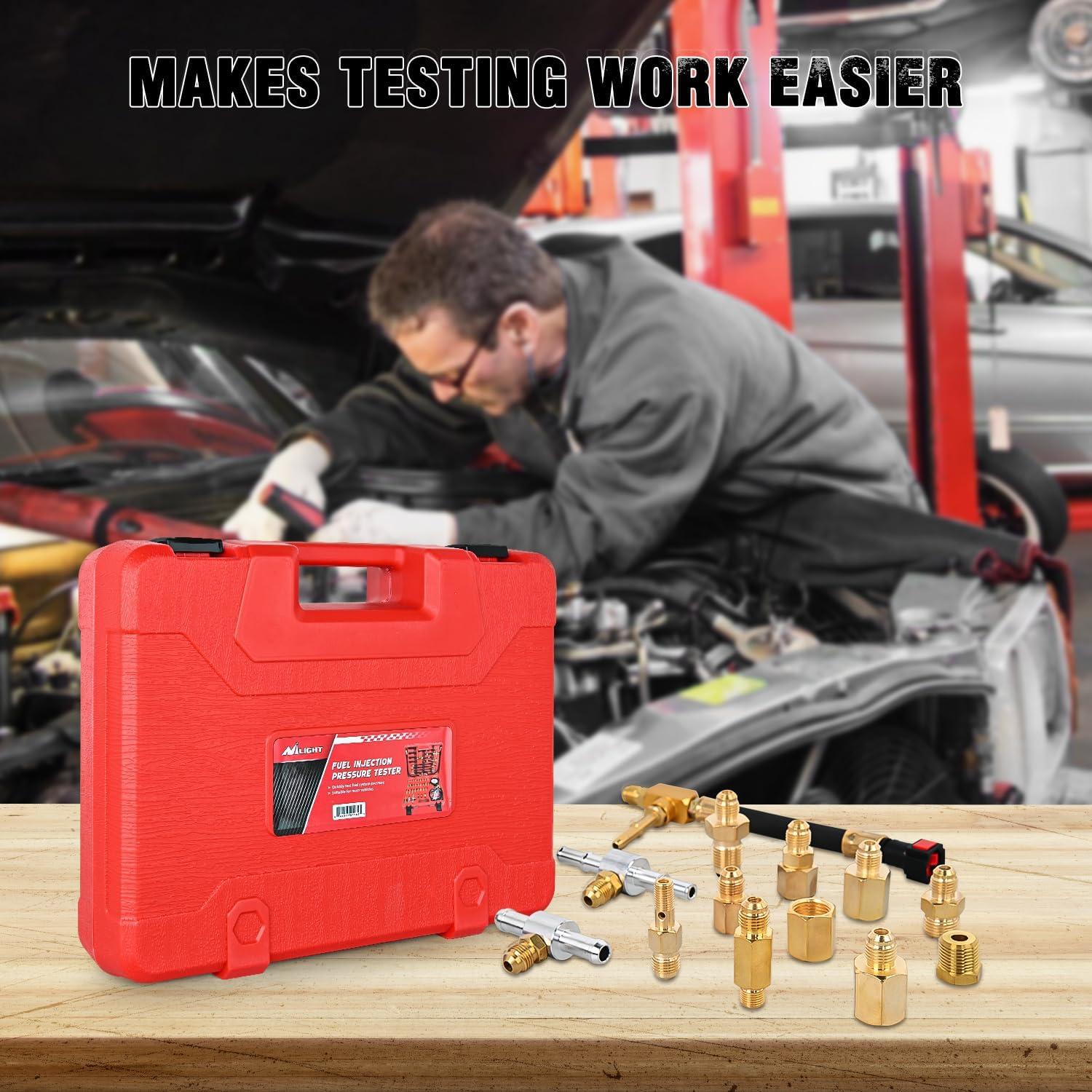imageNilight Fuel Injection Pressure Tester Kit 0140 PSI Fuel Pressure Gauge Master Automotive Test Tool for Most Car Truck Motorcycle SUV ATV RVMaster B