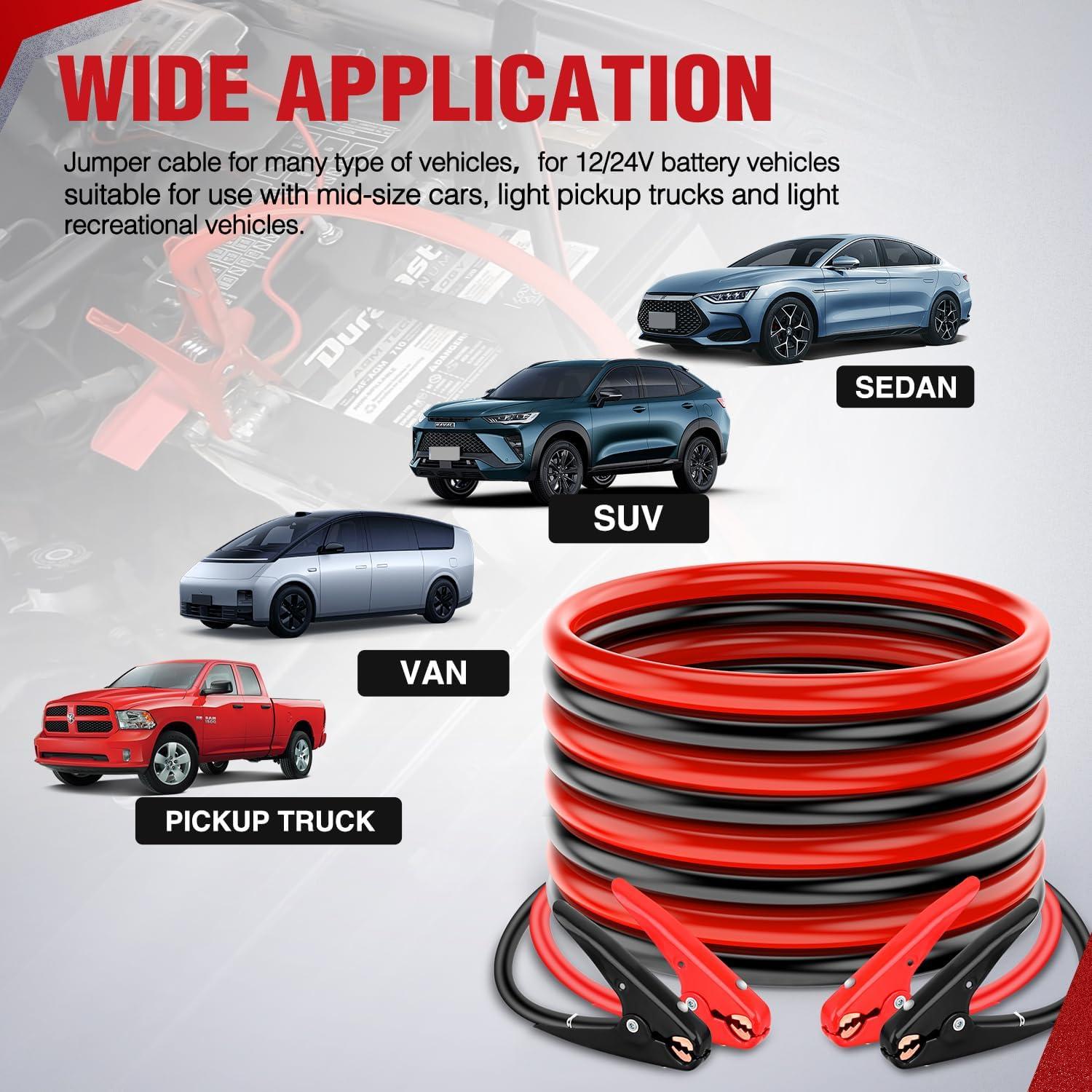 imageNilight Jumper Cables for Car Battery 2 Gauge 20 FT Booster Cable Heavy Duty 800 A CCA with Carrying Bag Jump Start Emergency Kit Pickup Truck RV Vans SUV4 Guage 20 FT