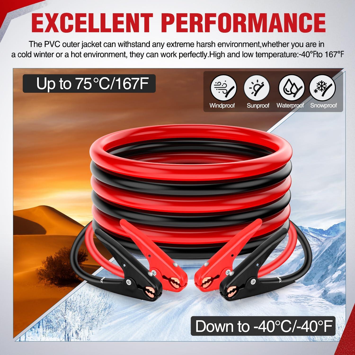 imageNilight Jumper Cables for Car Battery 2 Gauge 20 FT Booster Cable Heavy Duty 800 A CCA with Carrying Bag Jump Start Emergency Kit Pickup Truck RV Vans SUV2 Guage 16 FT