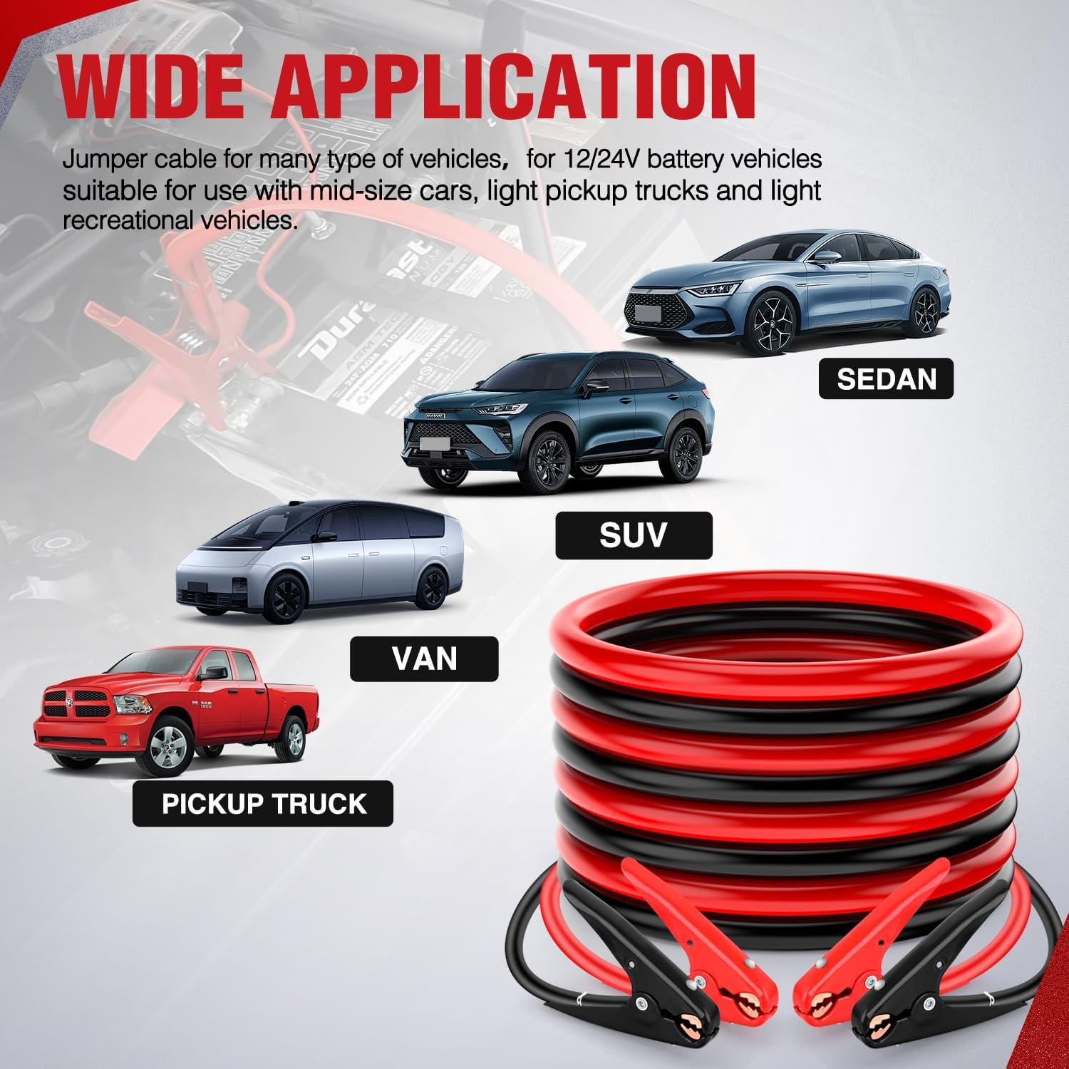 imageNilight Jumper Cables for Car Battery 2 Gauge 20 FT Booster Cable Heavy Duty 800 A CCA with Carrying Bag Jump Start Emergency Kit Pickup Truck RV Vans SUV2 Guage 20 FT