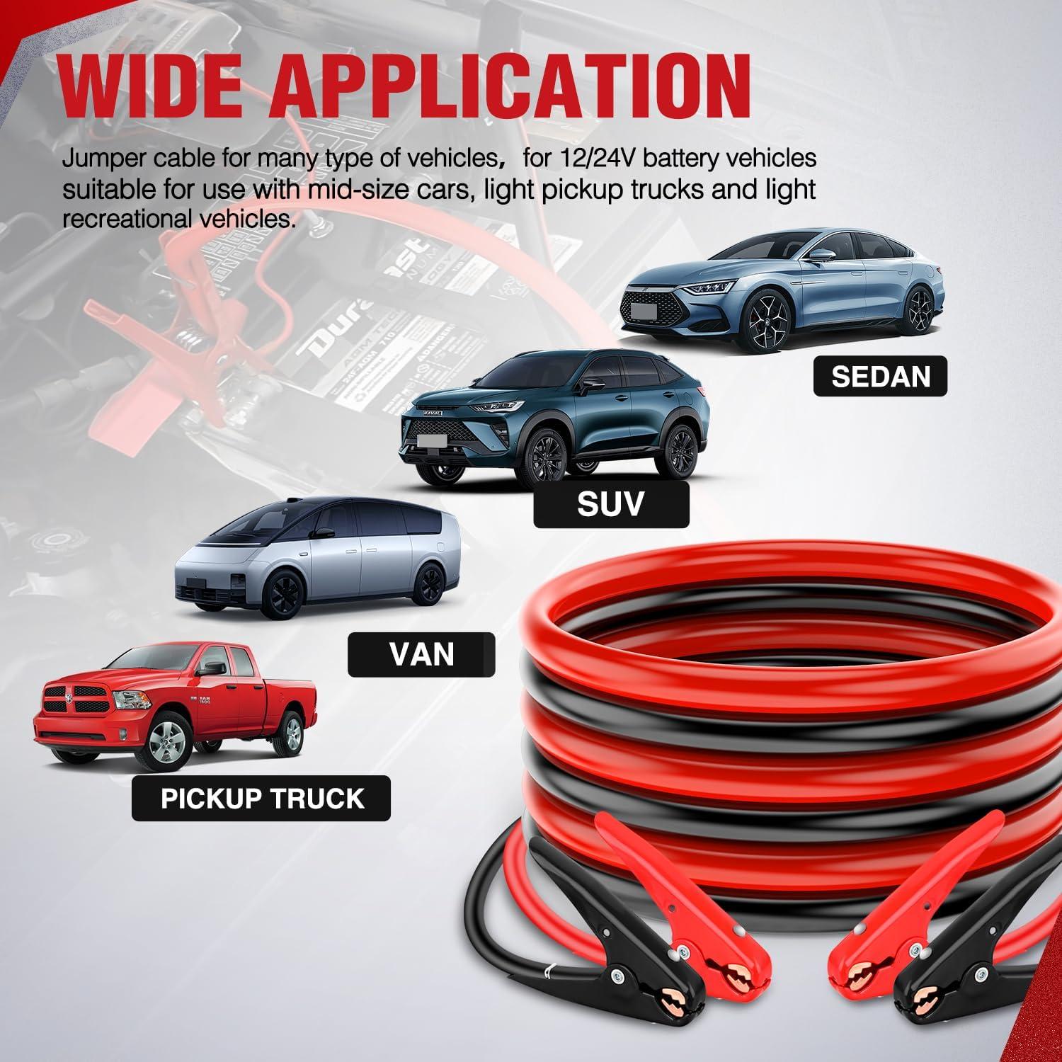 imageNilight Jumper Cables for Car Battery 2 Gauge 20 FT Booster Cable Heavy Duty 800 A CCA with Carrying Bag Jump Start Emergency Kit Pickup Truck RV Vans SUV4 Guage 16 FT