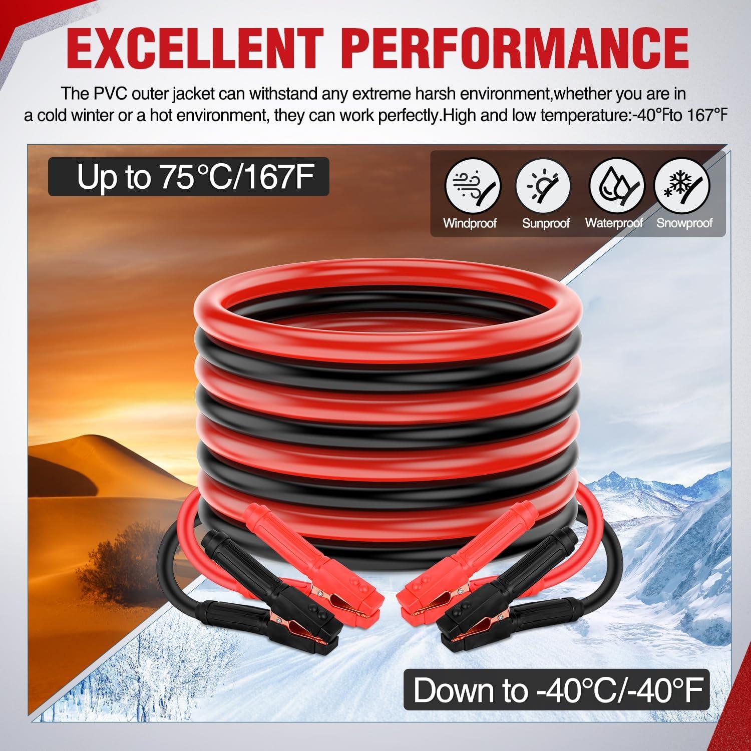 imageNilight Jumper Cables for Car Battery 2 Gauge 20 FT Booster Cable Heavy Duty 800 A CCA with Carrying Bag Jump Start Emergency Kit Pickup Truck RV Vans SUV0 Guage 20 FT