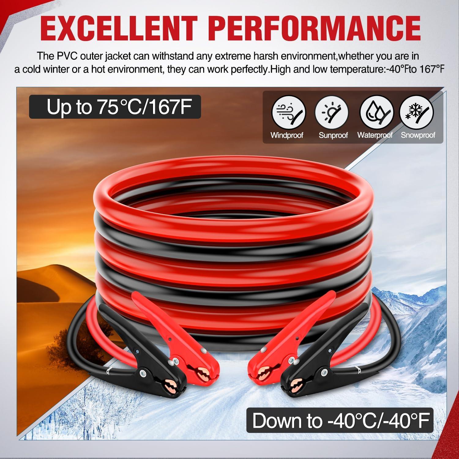 imageNilight Jumper Cables for Car Battery 2 Gauge 20 FT Booster Cable Heavy Duty 800 A CCA with Carrying Bag Jump Start Emergency Kit Pickup Truck RV Vans SUV4 Guage 16 FT