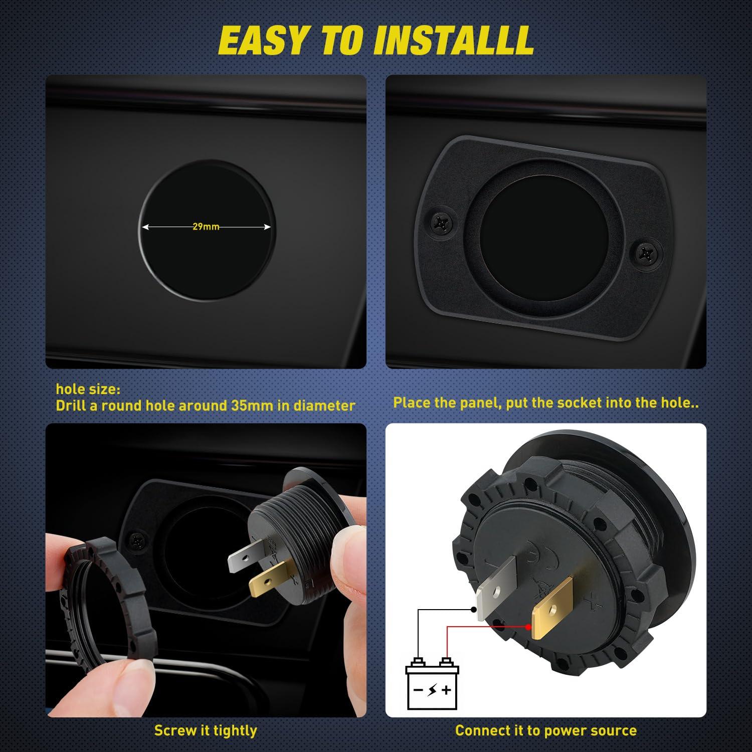 imageNilight LED Digital Display Voltmeter Panel DC12V Waterproof Digital Round Panel VoltVolt Tester Gauge for Boat Marine Vehicle Motorcycle Truck ATV UTV 2 Years WarrantyBlue wTouch Switch