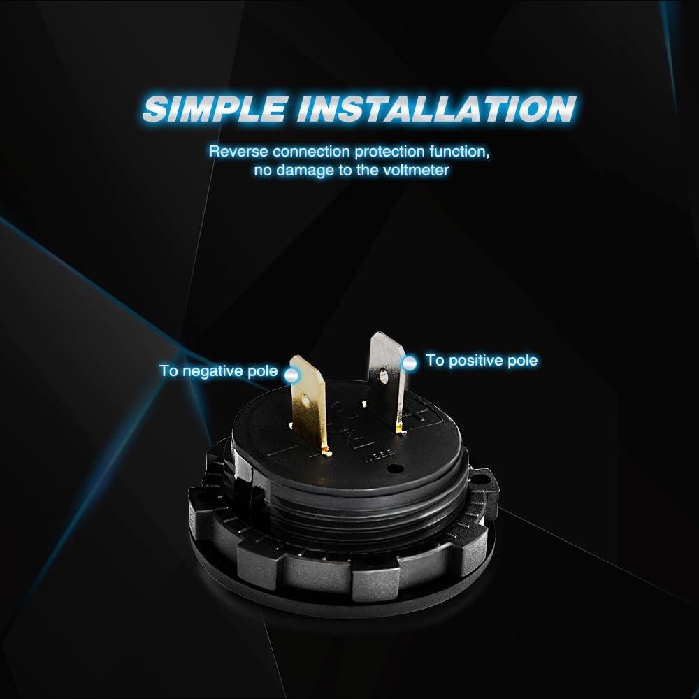 imageNilight LED Digital Display Voltmeter Panel DC12V Waterproof Digital Round Panel VoltVolt Tester Gauge for Boat Marine Vehicle Motorcycle Truck ATV UTV 2 Years WarrantyGreen