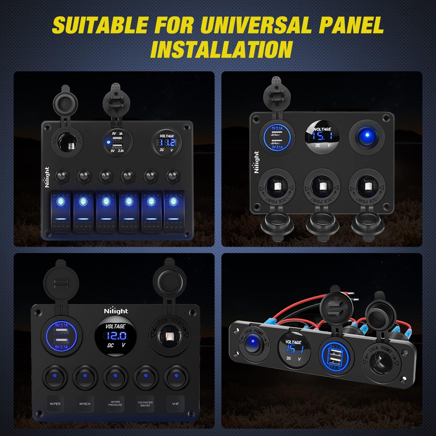 imageNilight LED Digital Display Voltmeter Panel DC12V Waterproof Digital Round Panel VoltVolt Tester Gauge for Boat Marine Vehicle Motorcycle Truck ATV UTV 2 Years WarrantyBlue wTouch Switch