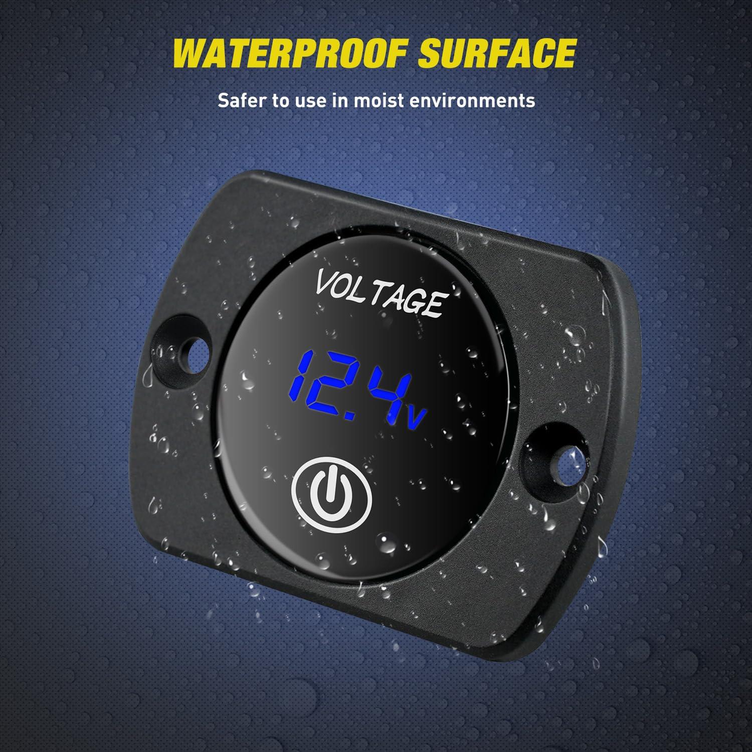 imageNilight LED Digital Display Voltmeter Panel DC12V Waterproof Digital Round Panel VoltVolt Tester Gauge for Boat Marine Vehicle Motorcycle Truck ATV UTV 2 Years WarrantyBlue wTouch Switch