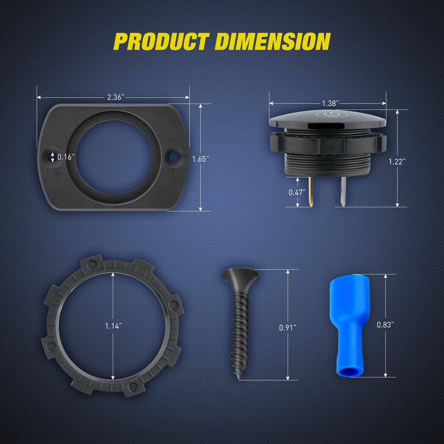 imageNilight LED Digital Display Voltmeter Panel DC12V Waterproof Digital Round Panel VoltVolt Tester Gauge for Boat Marine Vehicle Motorcycle Truck ATV UTV 2 Years WarrantyBlue wTouch Switch