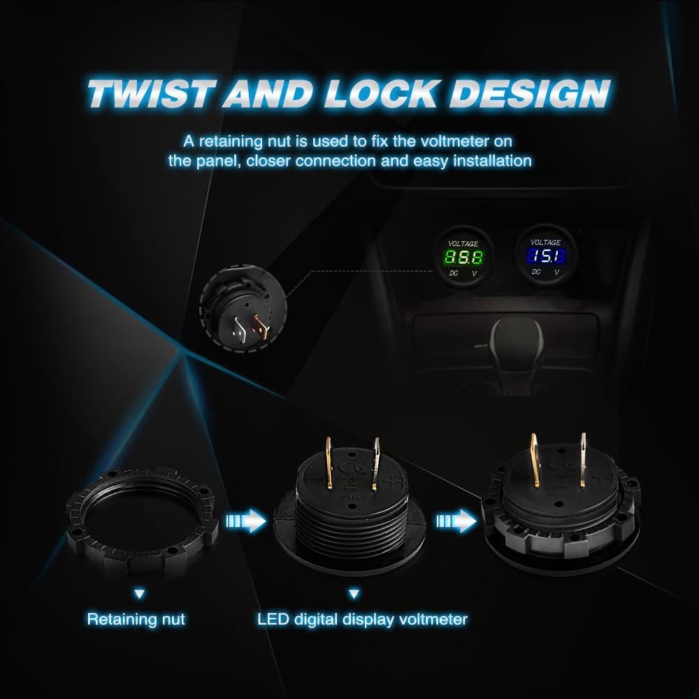 imageNilight LED Digital Display Voltmeter Panel DC12V Waterproof Digital Round Panel VoltVolt Tester Gauge for Boat Marine Vehicle Motorcycle Truck ATV UTV 2 Years WarrantyBlue